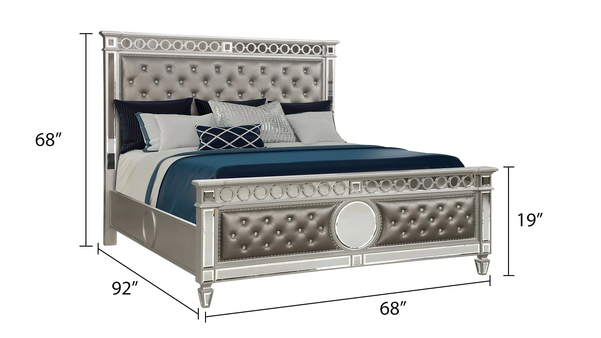 Symphony 4 Pc Queen Bed Silver - Image 4