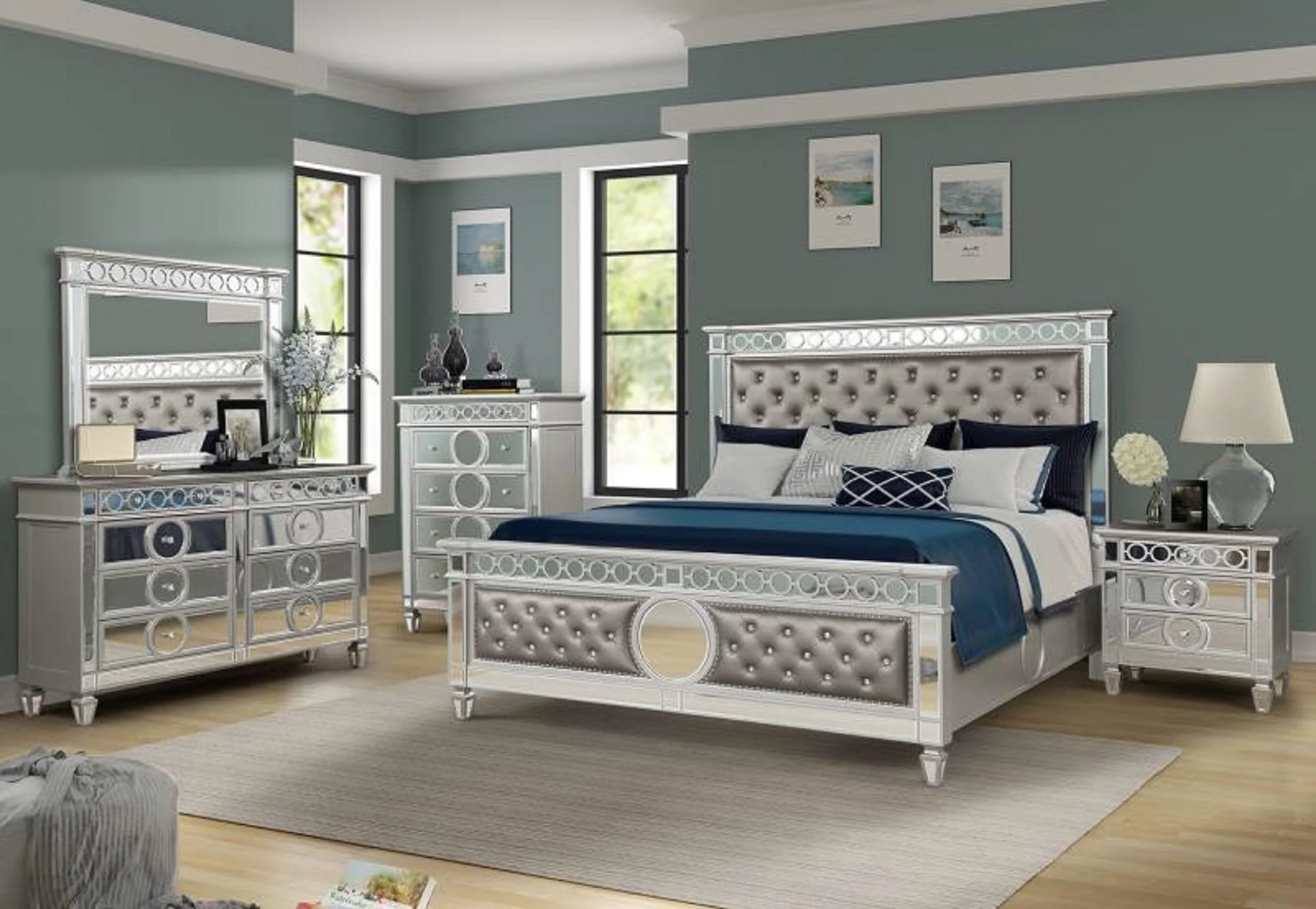 Symphony 5 Pc king Bed Silver - Image 20