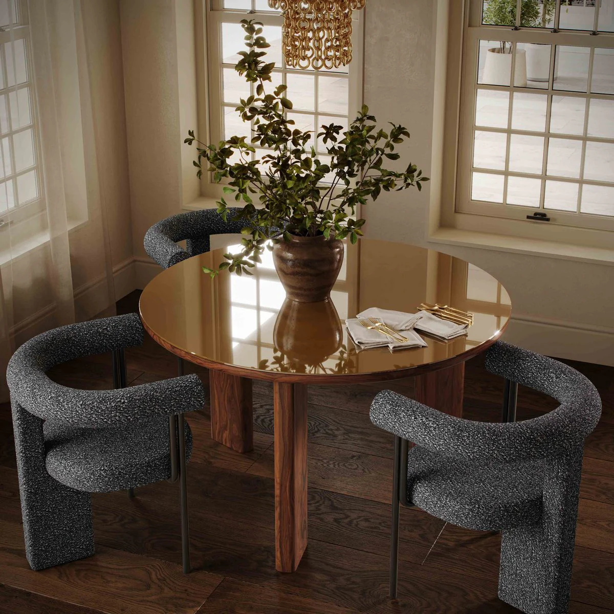 Synn Black Performance Boucle Dining Chair - Image 2