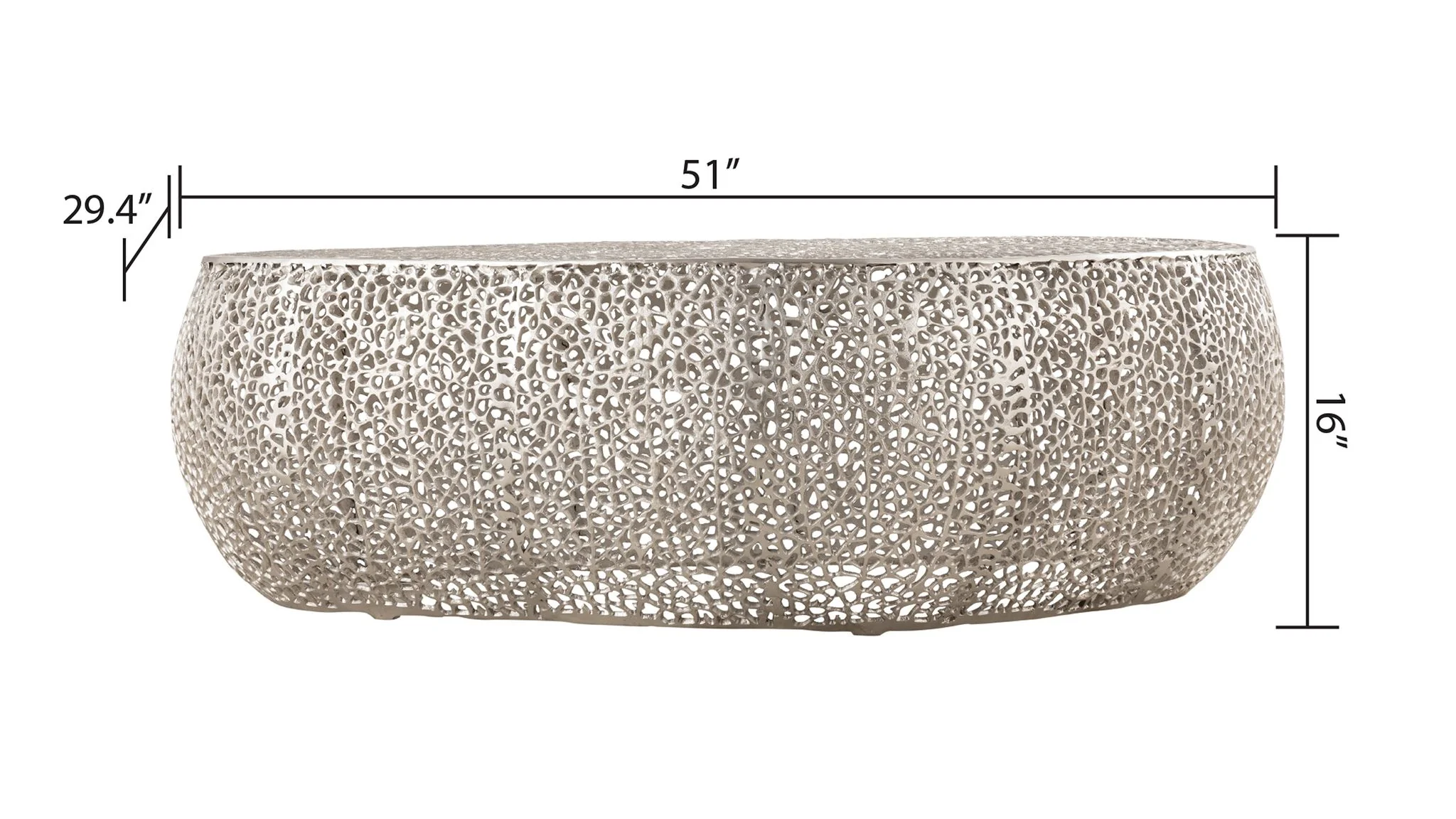 T3601-50 Oval Coffee Table Silver - Image 5