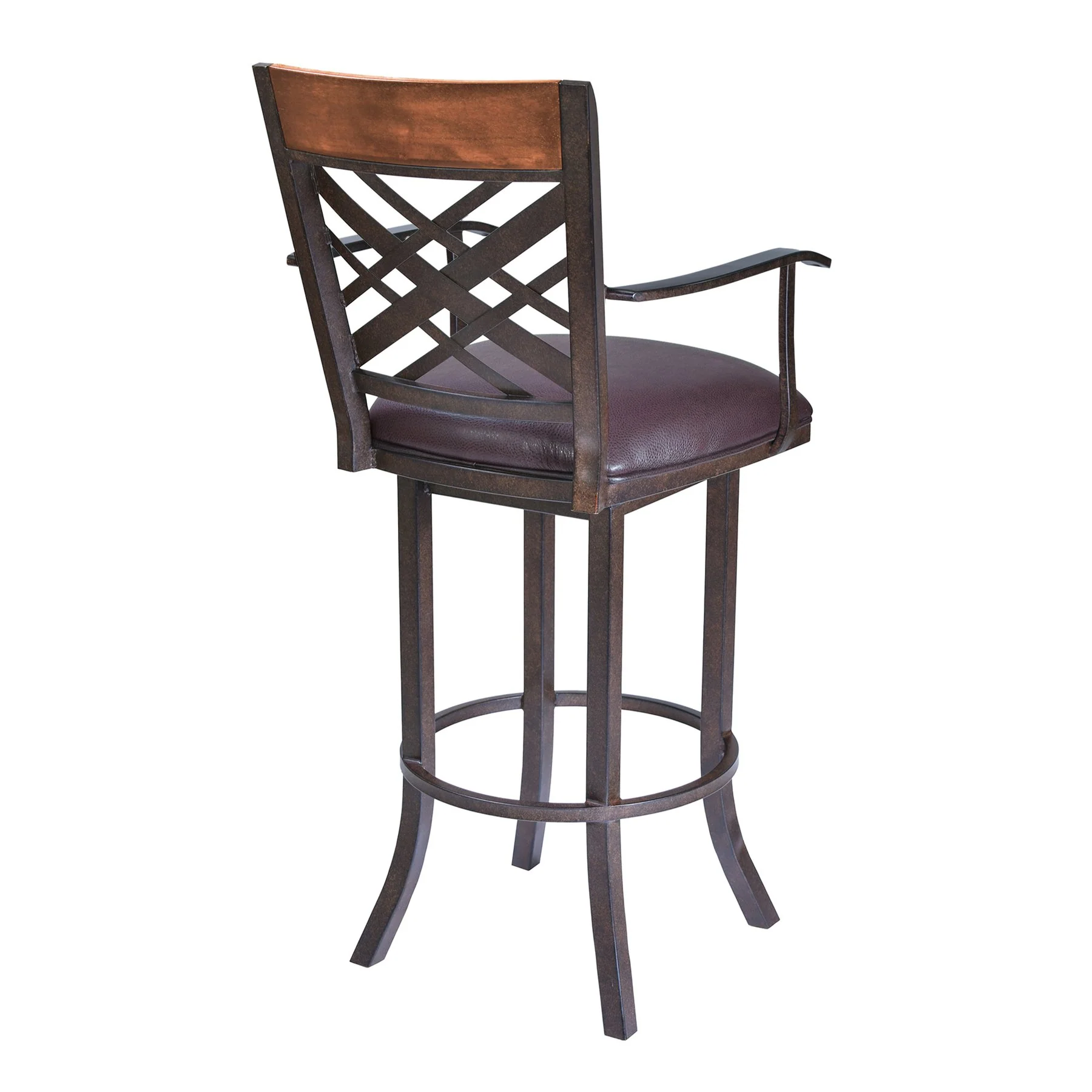 Tahiti 26" Arm Barstool in Auburn Bay finish with Brown Pu upholstery - Image 2