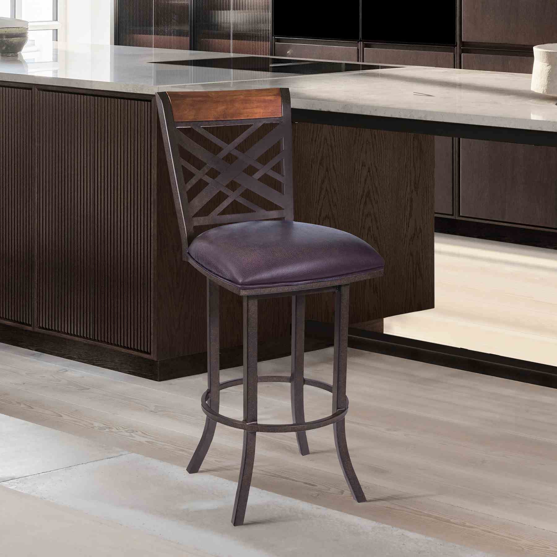 Tahiti 30" Barstool in Auburn Bay finish with Brown Pu upholstery - Image 6