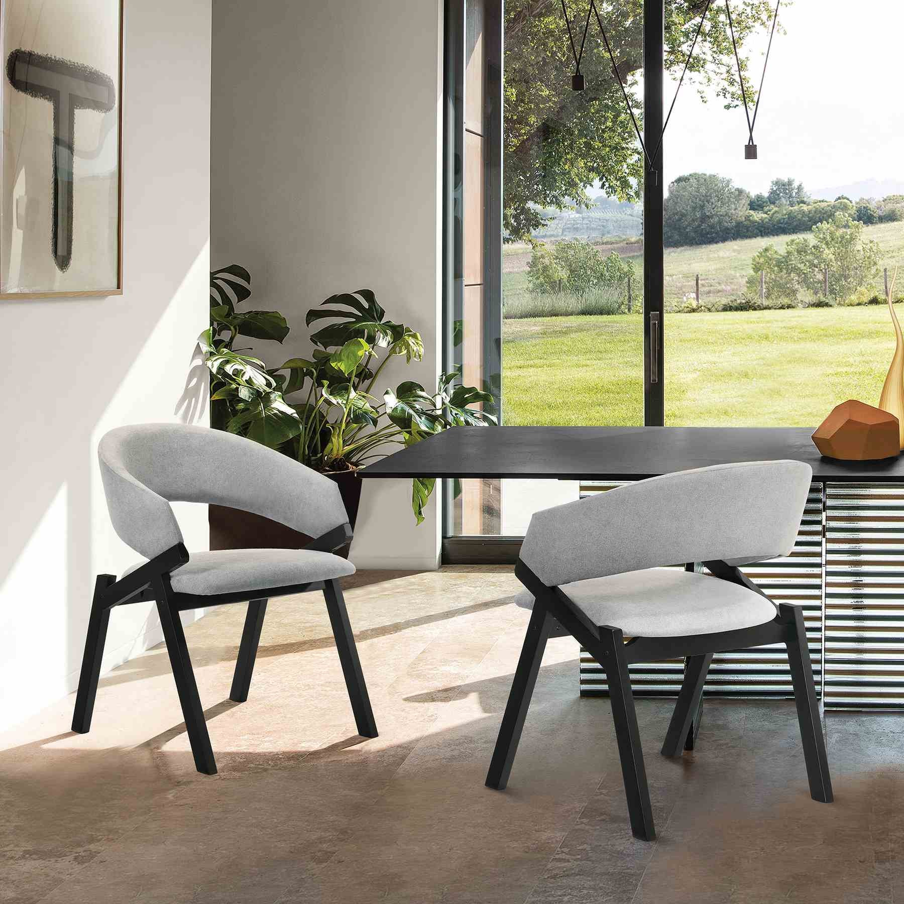 Talulah Gray Fabric and Black Veneer Dining Side Chairs - Set of 2 - Image 8