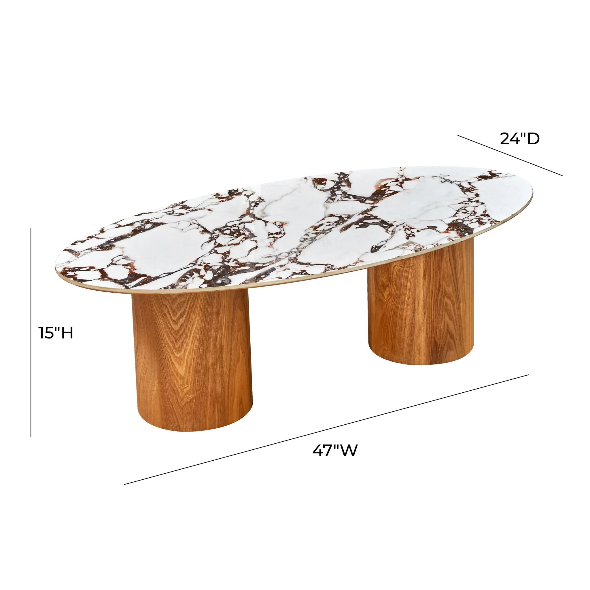 Tamara Marble Ceramic Oval Coffee Table - Image 6