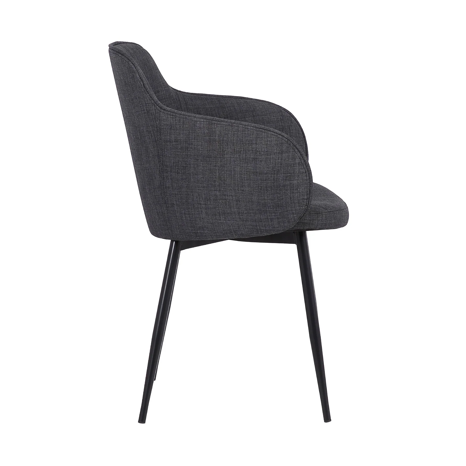 Tammy Contemporary Dining Chair in Black Powder Coated Finish and Charcoal Fabric - Image 3