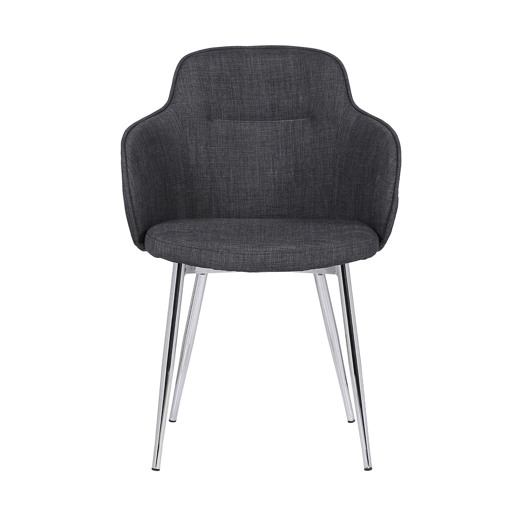 Tammy Contemporary Dining Chair in Chrome Brushed Finish and Charcoal Fabric - Image 2