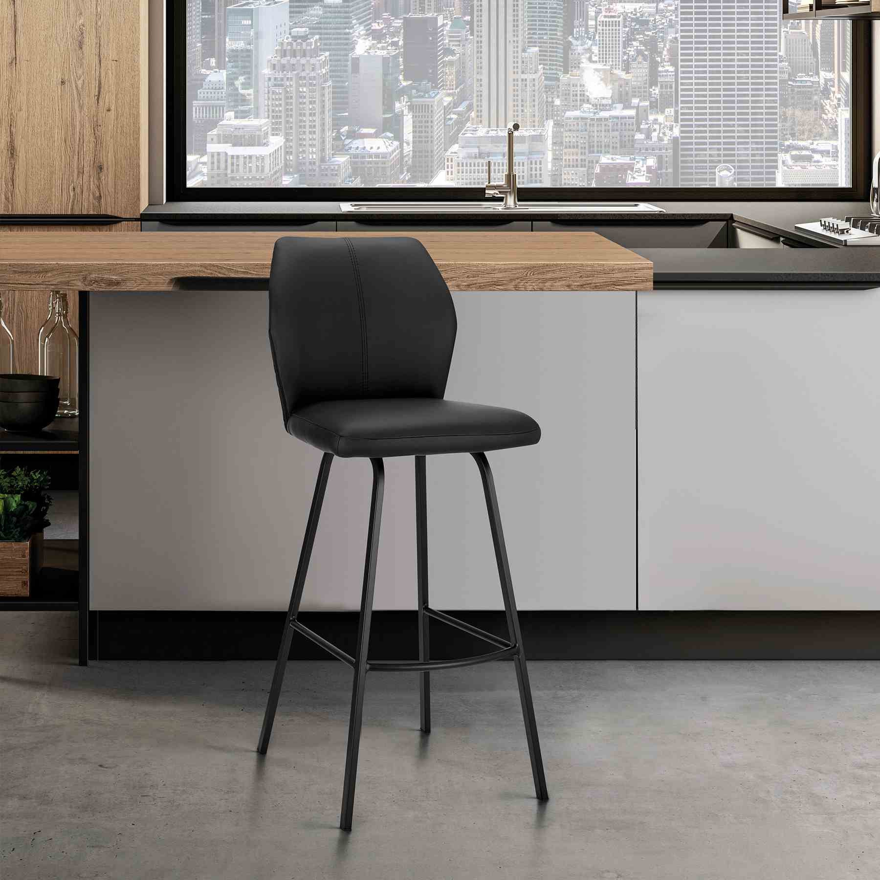 Tandy Black Faux Leather and Black Metal 30" Bar Stool - Image 11