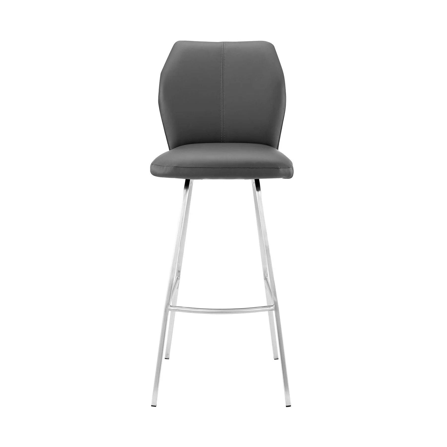 Tandy Gray Faux Leather and Brushed Stainless Steel 26" Counter Stool - Image 2