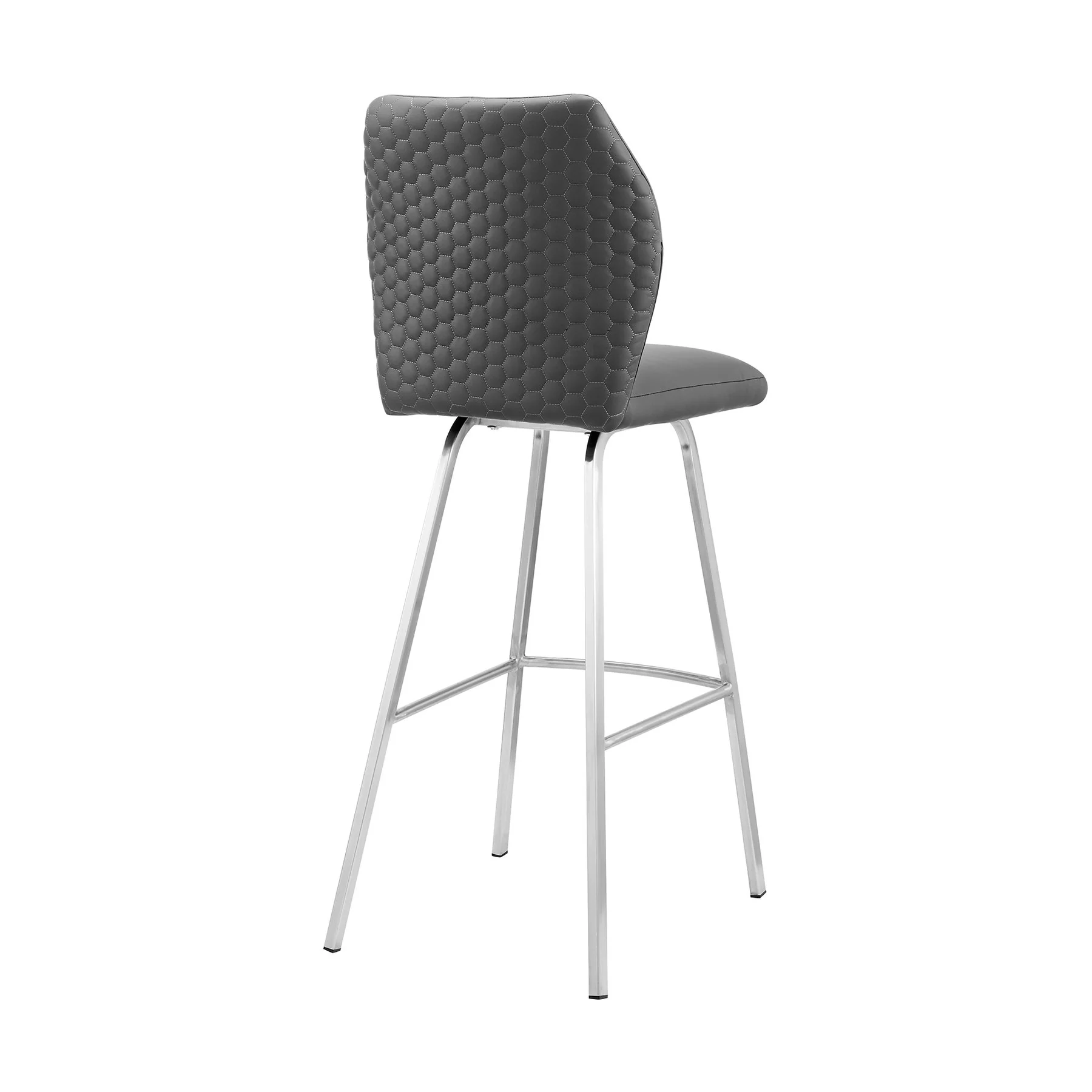 Tandy Gray Faux Leather and Brushed Stainless Steel 26" Counter Stool - Image 4
