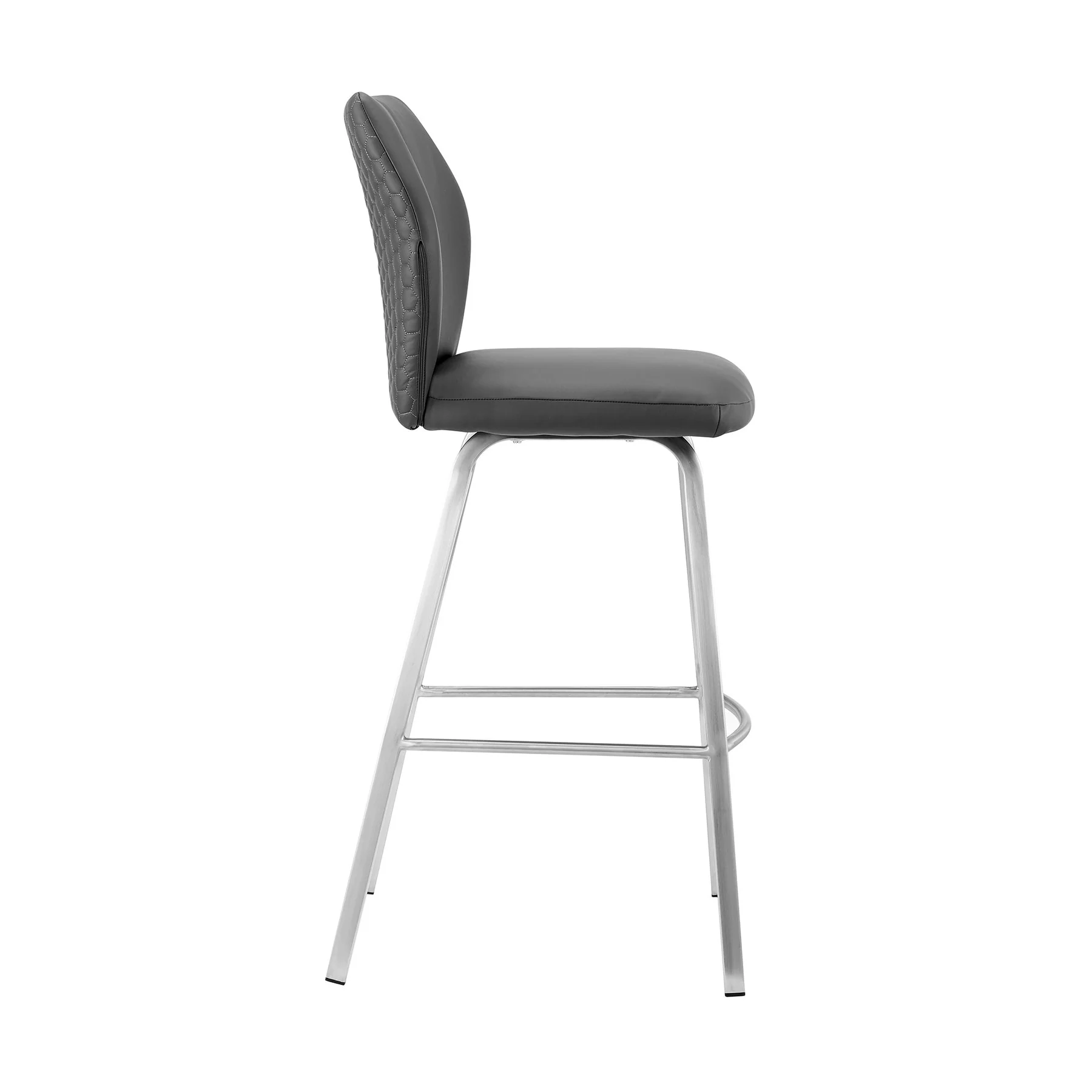 Tandy Gray Faux Leather and Brushed Stainless Steel 30" Bar Stool - Image 3