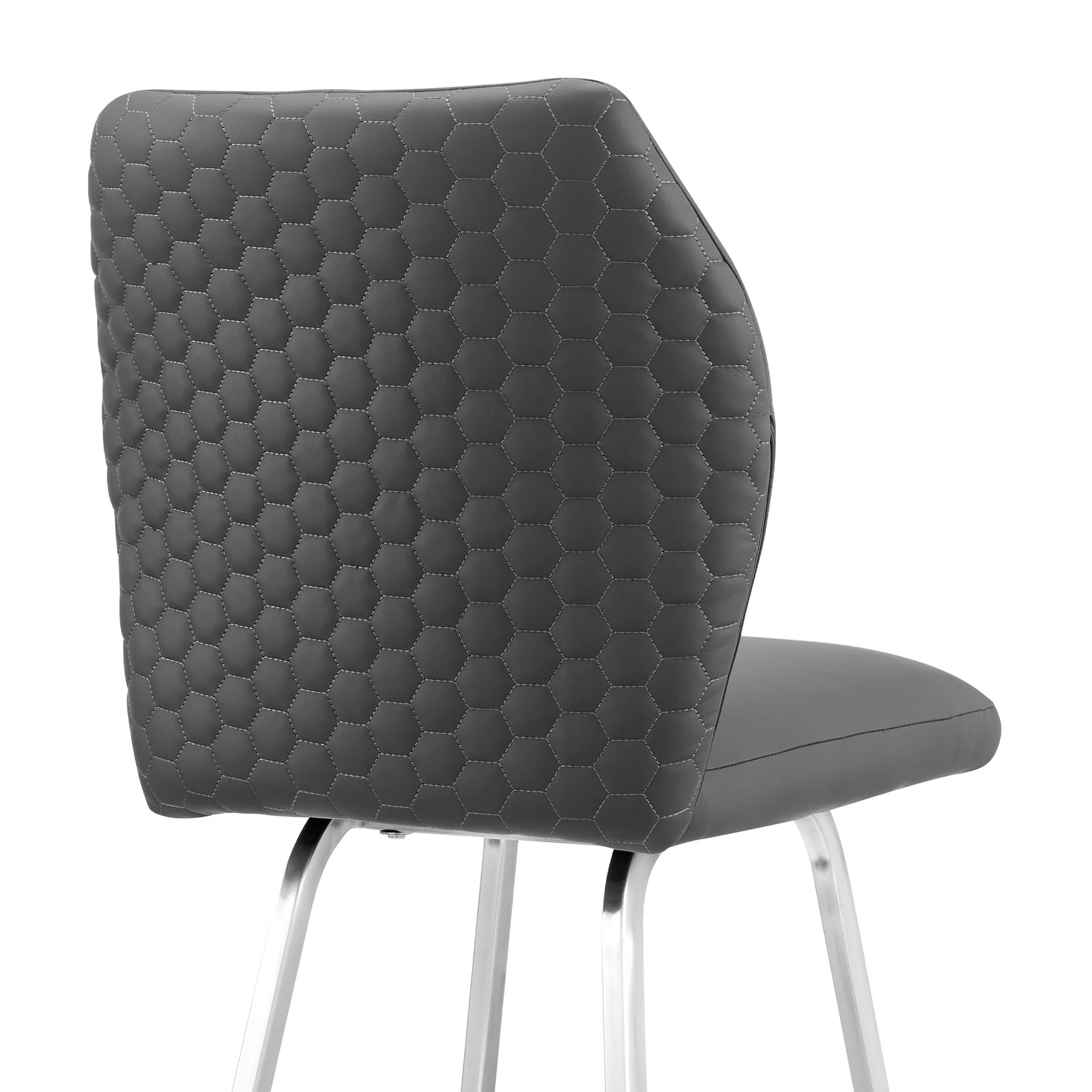 Tandy Gray Faux Leather and Brushed Stainless Steel 30" Bar Stool - Image 7