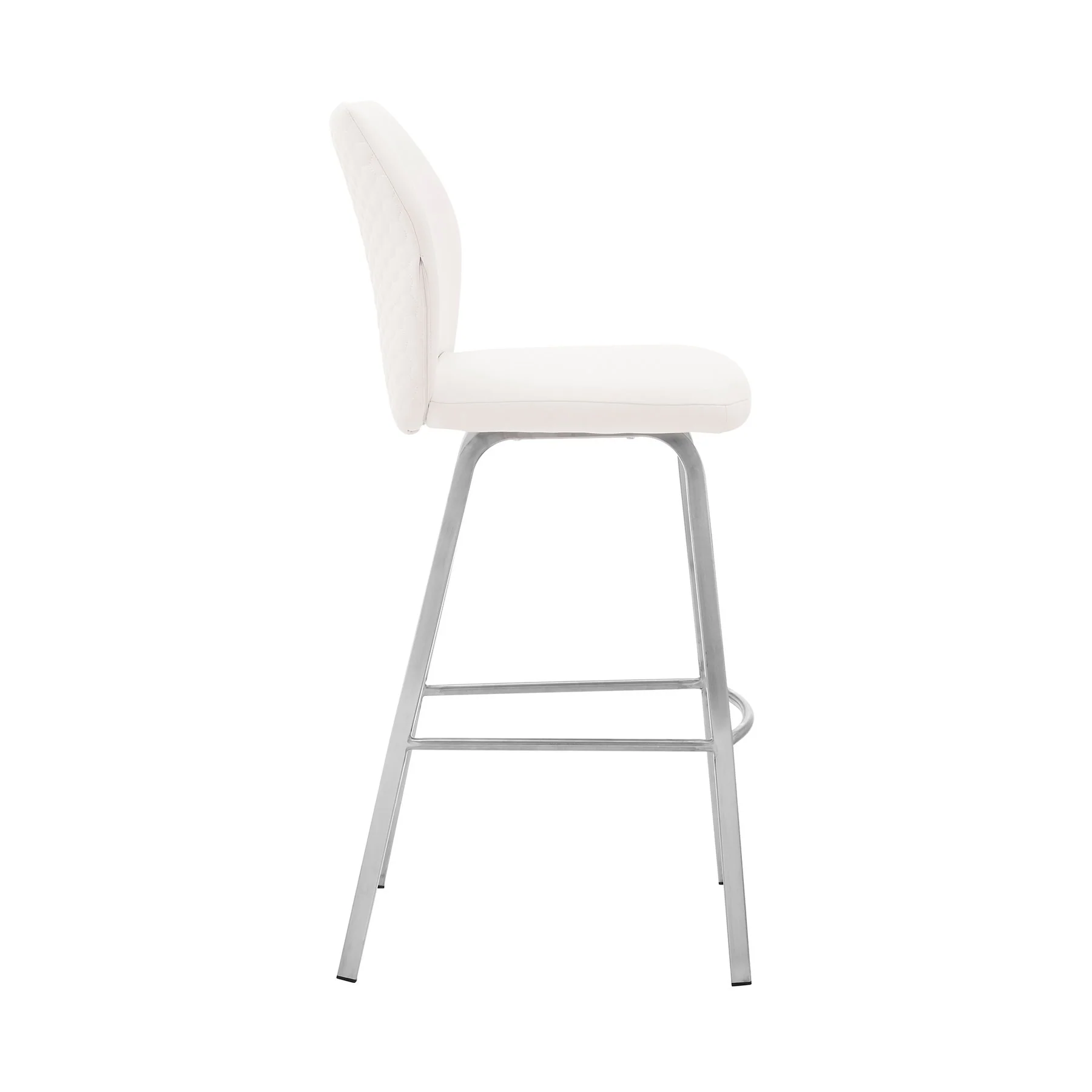 Tandy White Faux Leather and Brushed Stainless Steel 26" Counter Stool - Image 3