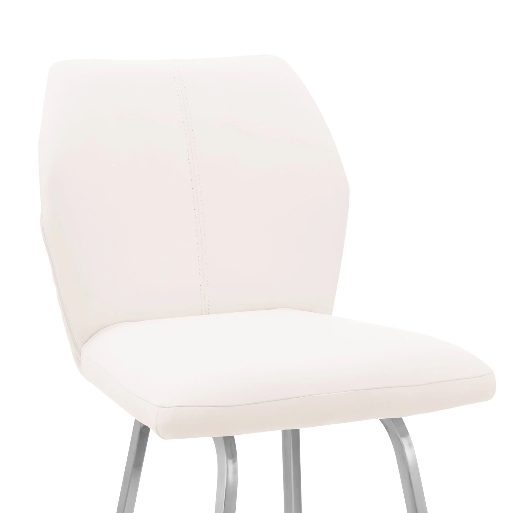 Tandy White Faux Leather and Brushed Stainless Steel 26" Counter Stool - Image 6