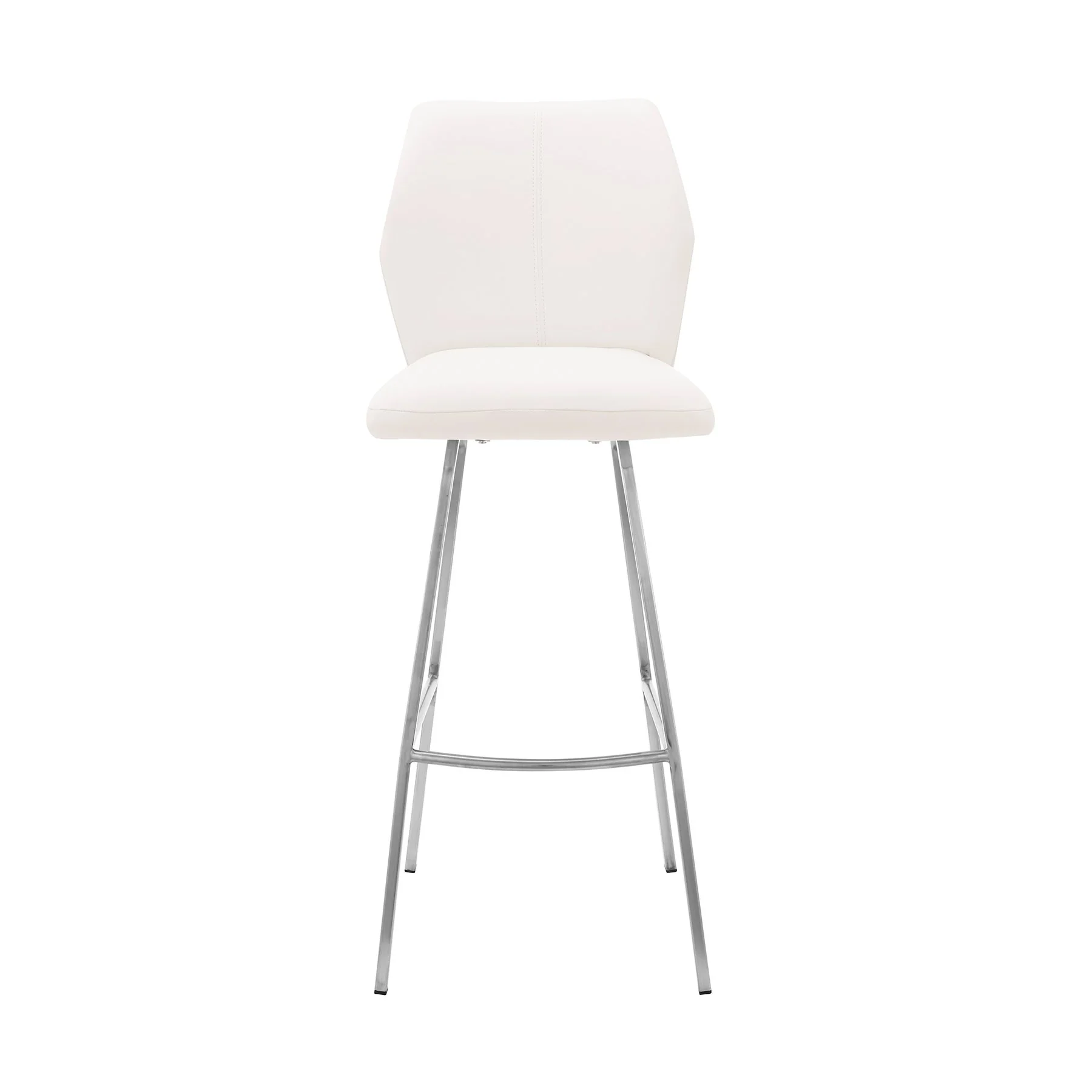 Tandy White Faux Leather and Brushed Stainless Steel 30" Bar Stool - Image 2