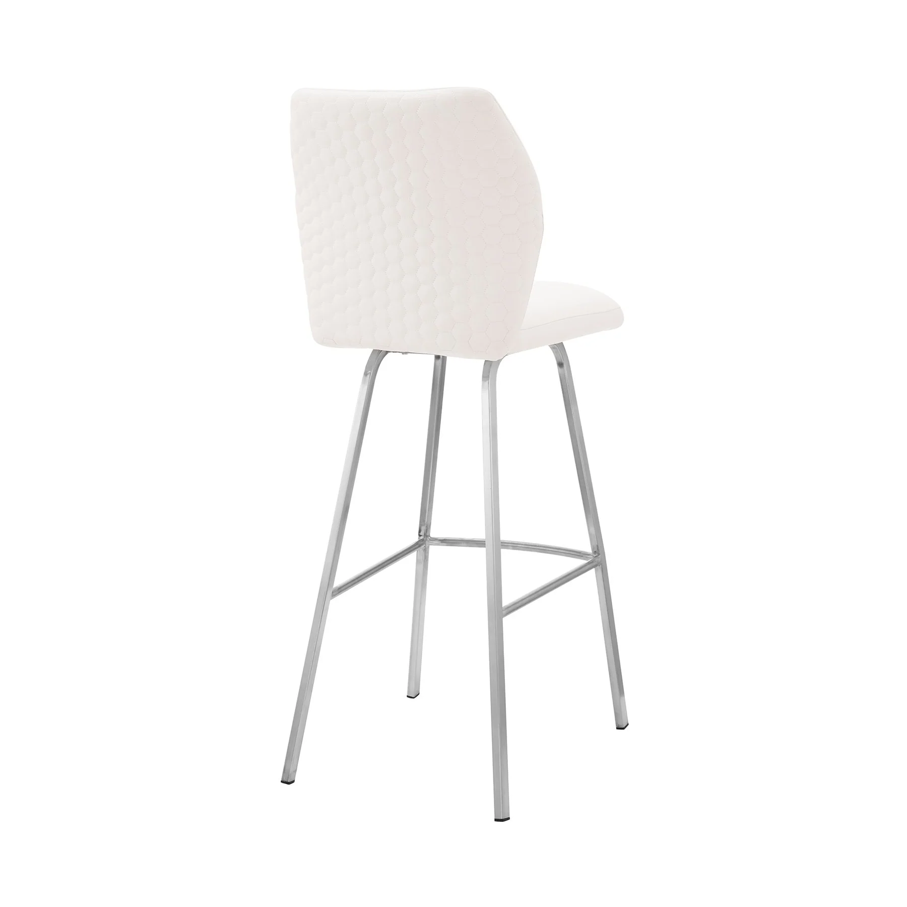 Tandy White Faux Leather and Brushed Stainless Steel 30" Bar Stool - Image 4