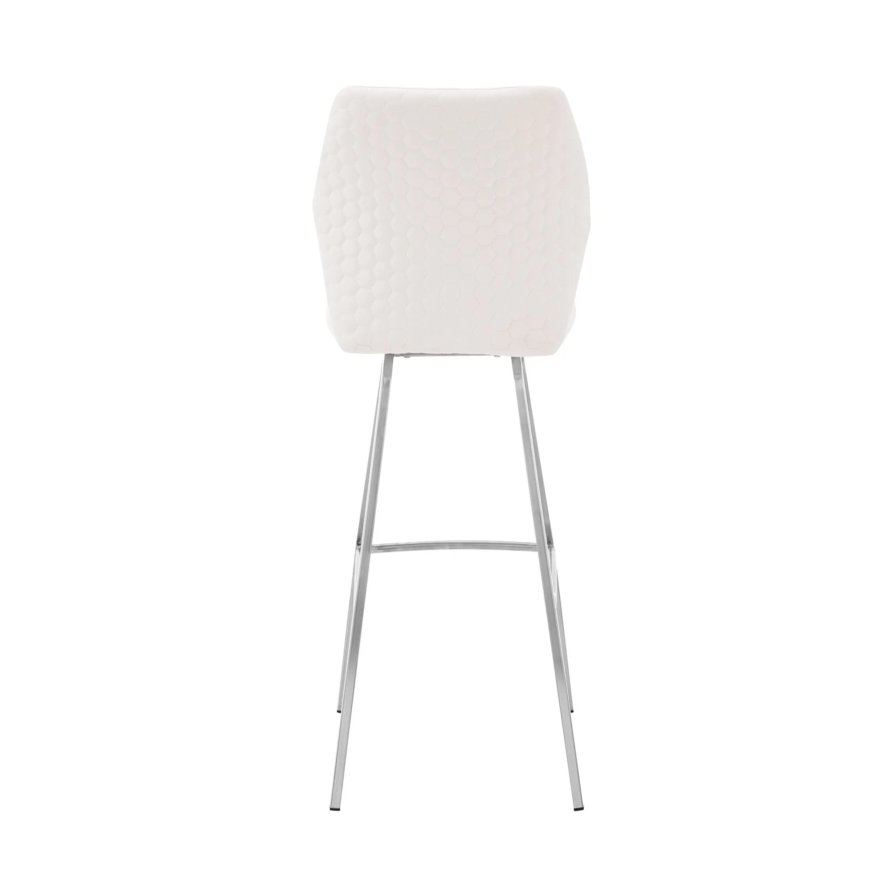 Tandy White Faux Leather and Brushed Stainless Steel 30" Bar Stool - Image 5