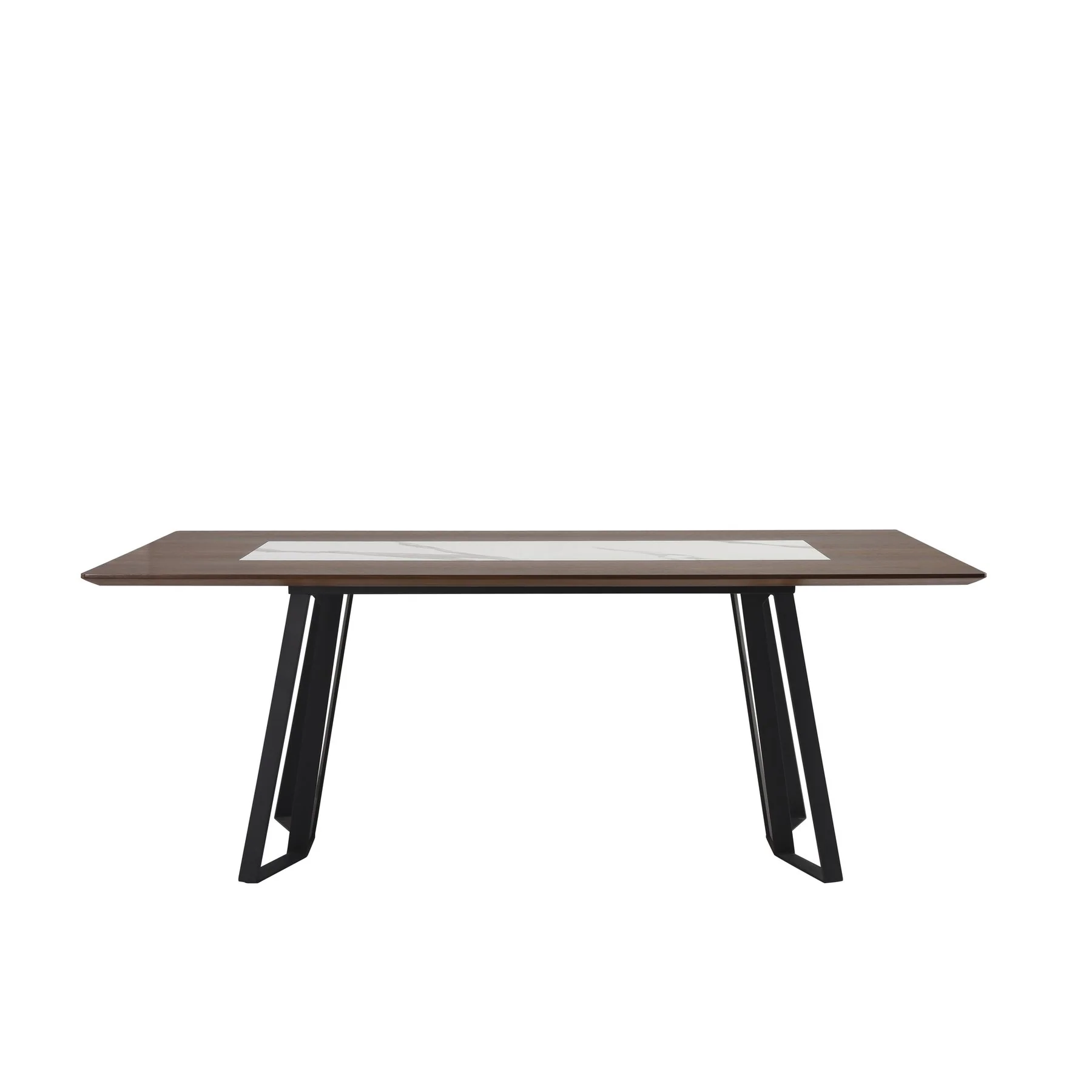Tanya  Transitional 79 in. Rectangular Dining Table with Brown Wood and White Sintered Stone Table Top - Seats up to 6 - Image 2