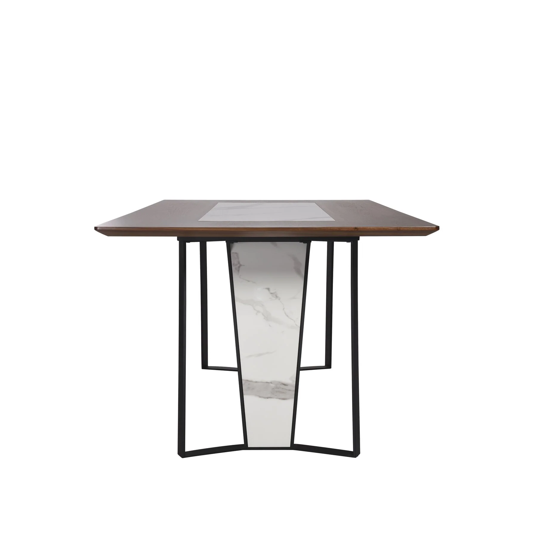 Tanya  Transitional 79 in. Rectangular Dining Table with Brown Wood and White Sintered Stone Table Top - Seats up to 6 - Image 3