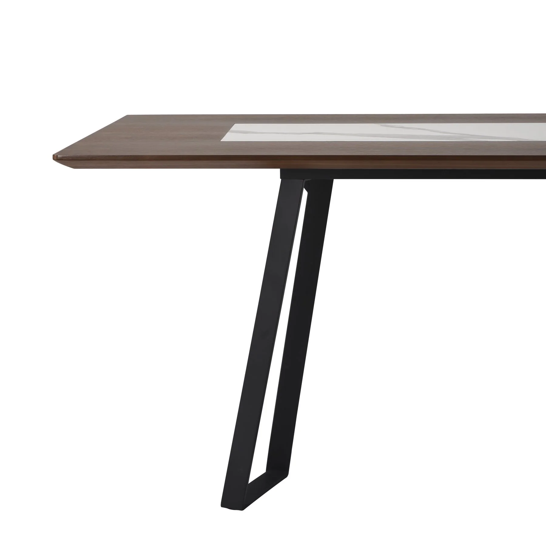Tanya  Transitional 79 in. Rectangular Dining Table with Brown Wood and White Sintered Stone Table Top - Seats up to 6 - Image 6