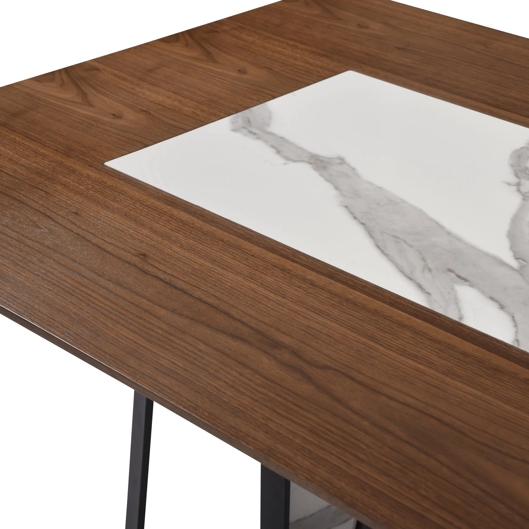Tanya  Transitional 79 in. Rectangular Dining Table with Brown Wood and White Sintered Stone Table Top - Seats up to 6 - Image 7