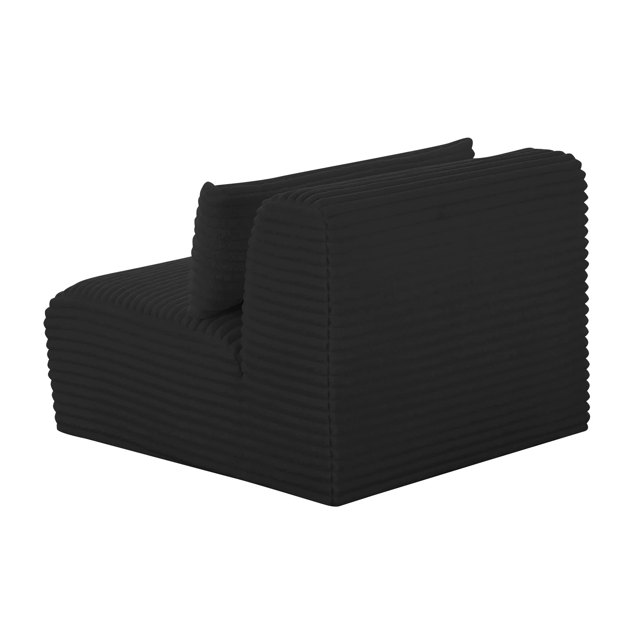 Tarra Fluffy Oversized Black Corduroy Modular Armless Chair - Image 4