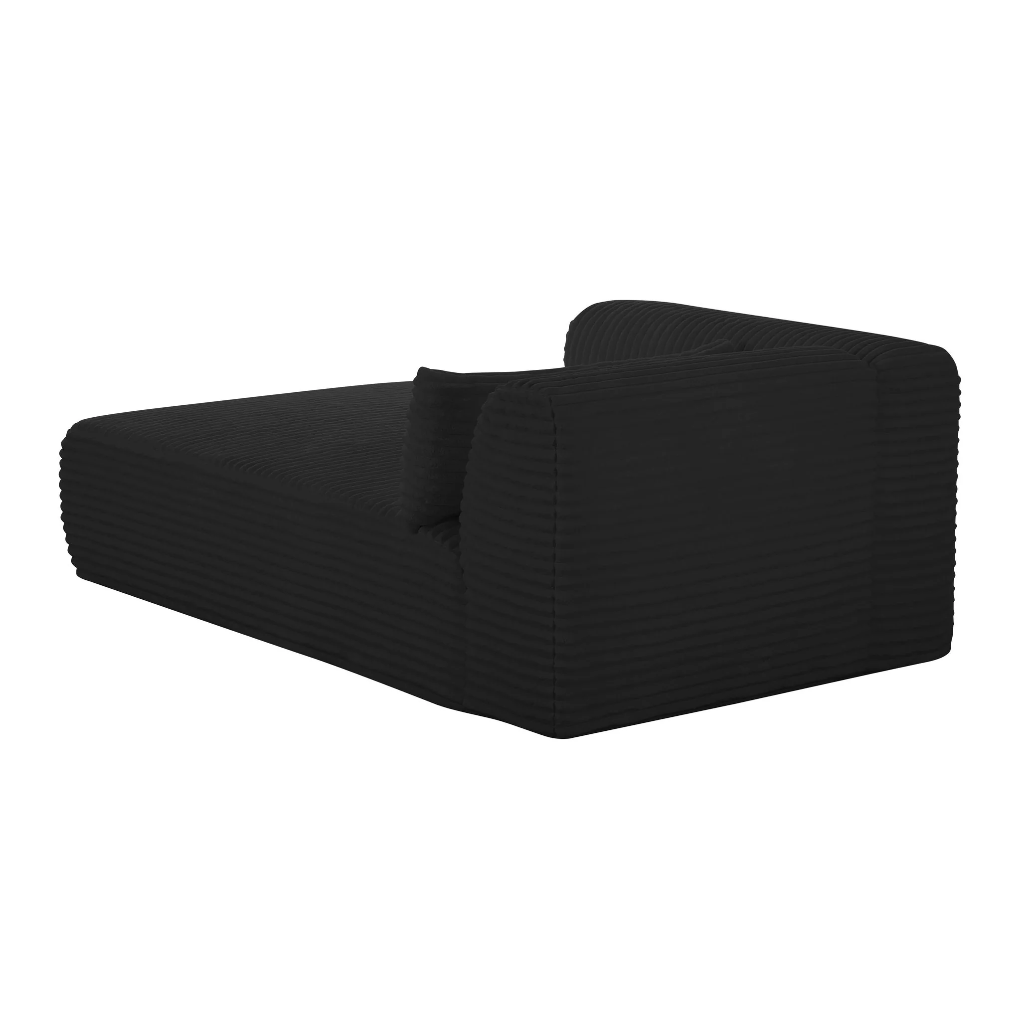 Tarra Fluffy Oversized Black Corduroy Modular LAF Chaise - Image 10