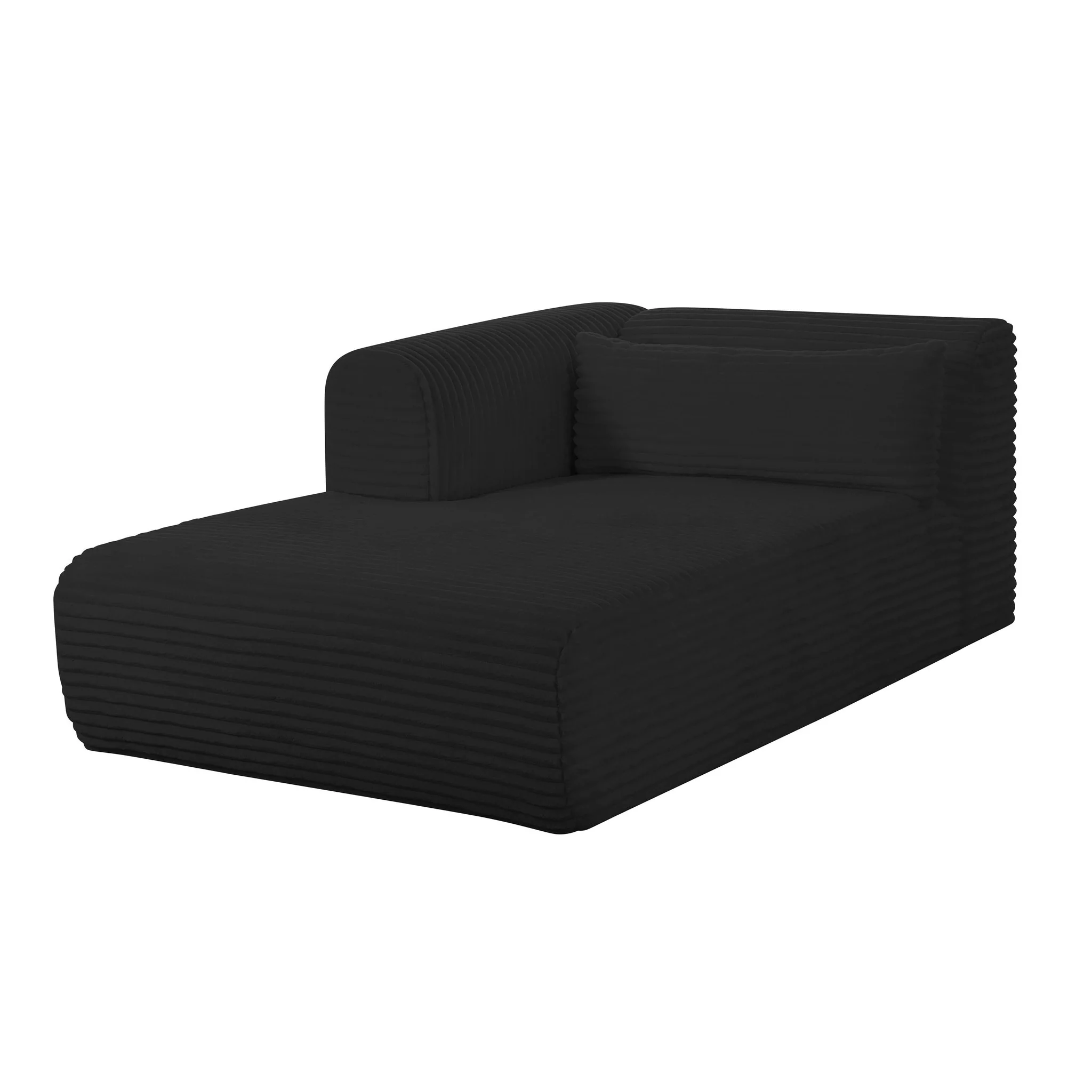 Tarra Fluffy Oversized Black Corduroy Modular LAF Chaise - Image 8