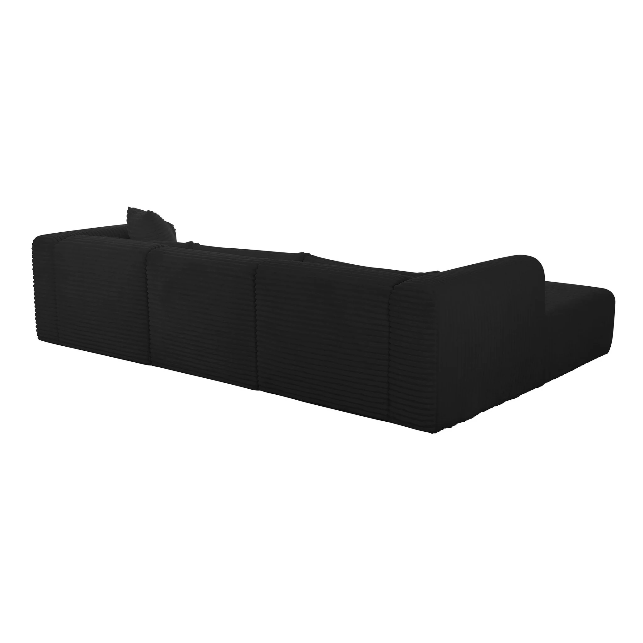 Tarra Fluffy Oversized Black Corduroy Modular LAF Chaise - Image 9