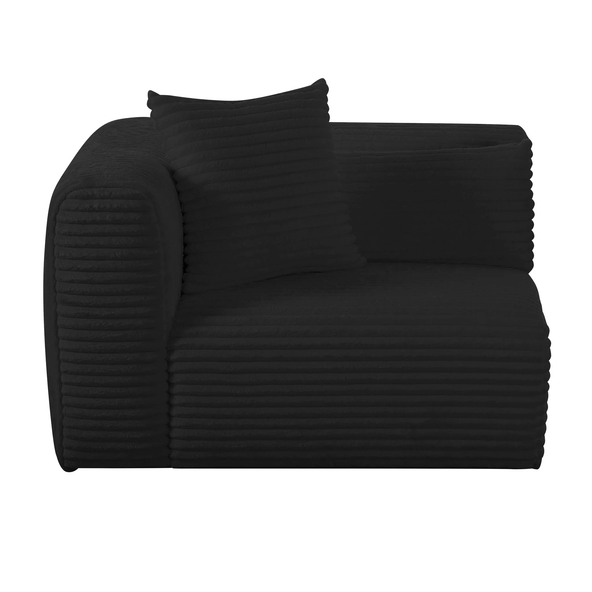 Tarra Fluffy Oversized Black Corduroy Modular LAF Corner Chair - Image 3