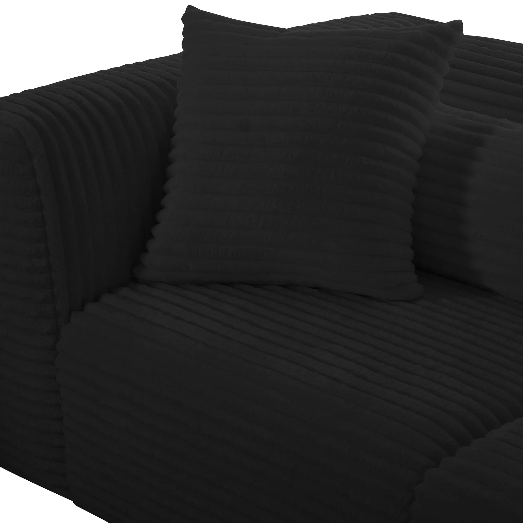 Tarra Fluffy Oversized Black Corduroy Modular Loveseat - Image 4