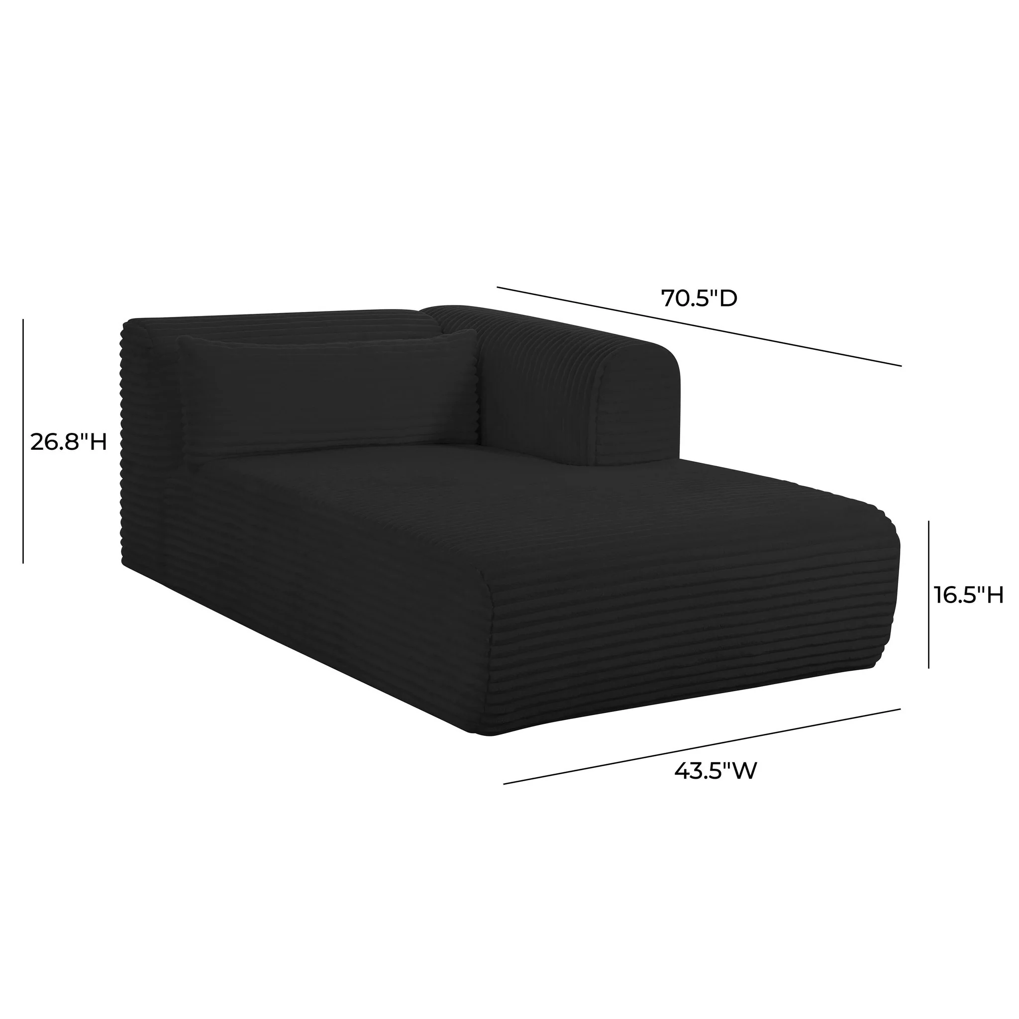 Tarra Fluffy Oversized Black Corduroy Modular RAF Chaise - Image 16