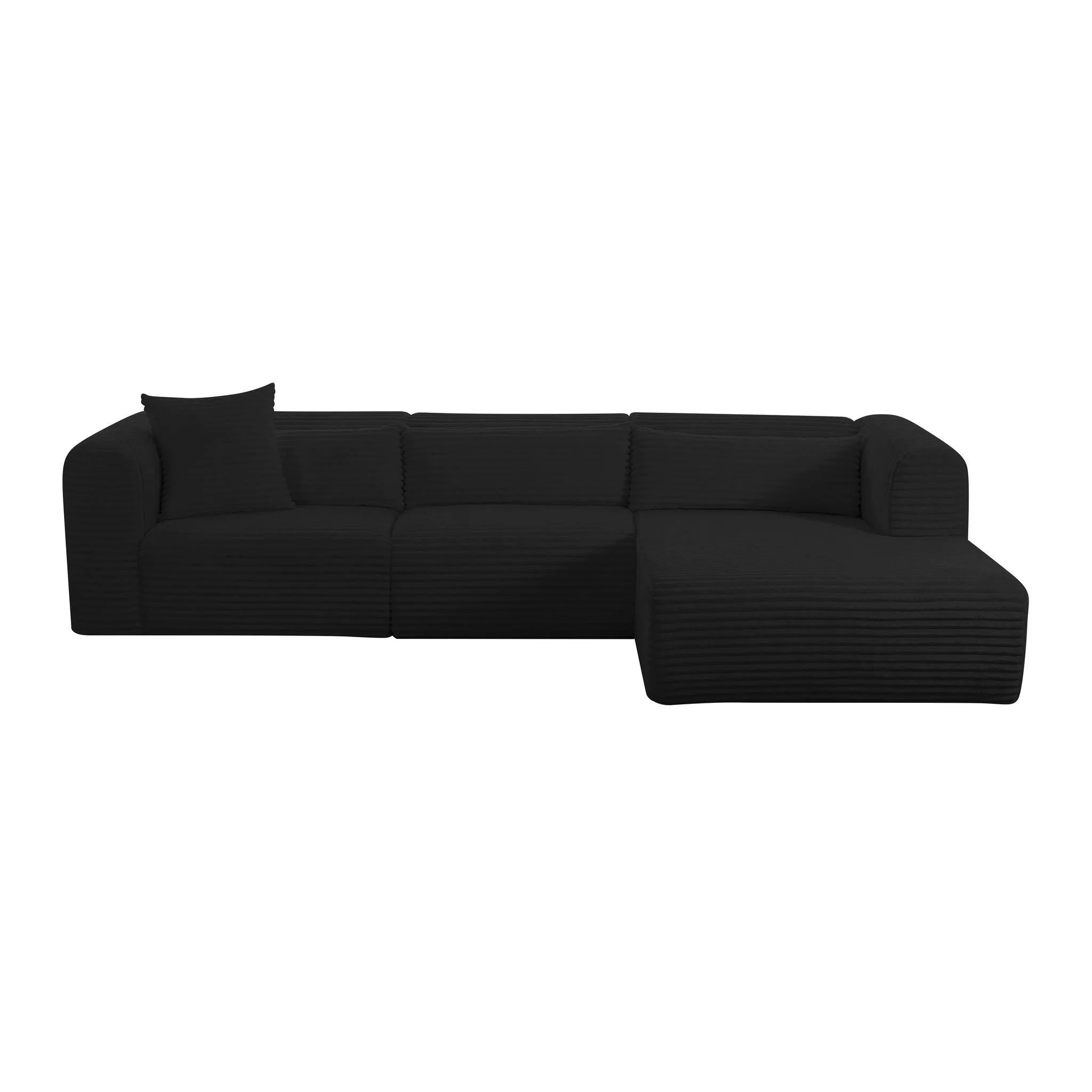 Tarra Fluffy Oversized Black Corduroy Modular RAF Chaise - Image 5