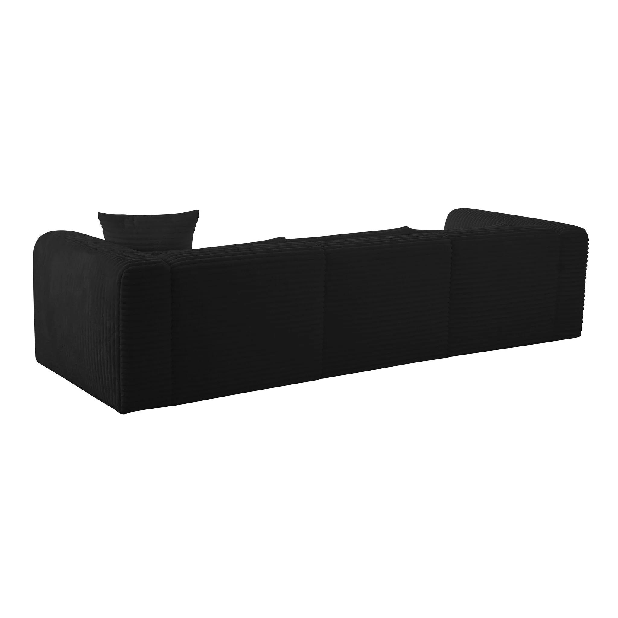 Tarra Fluffy Oversized Black Corduroy Modular RAF Sectional - Image 6