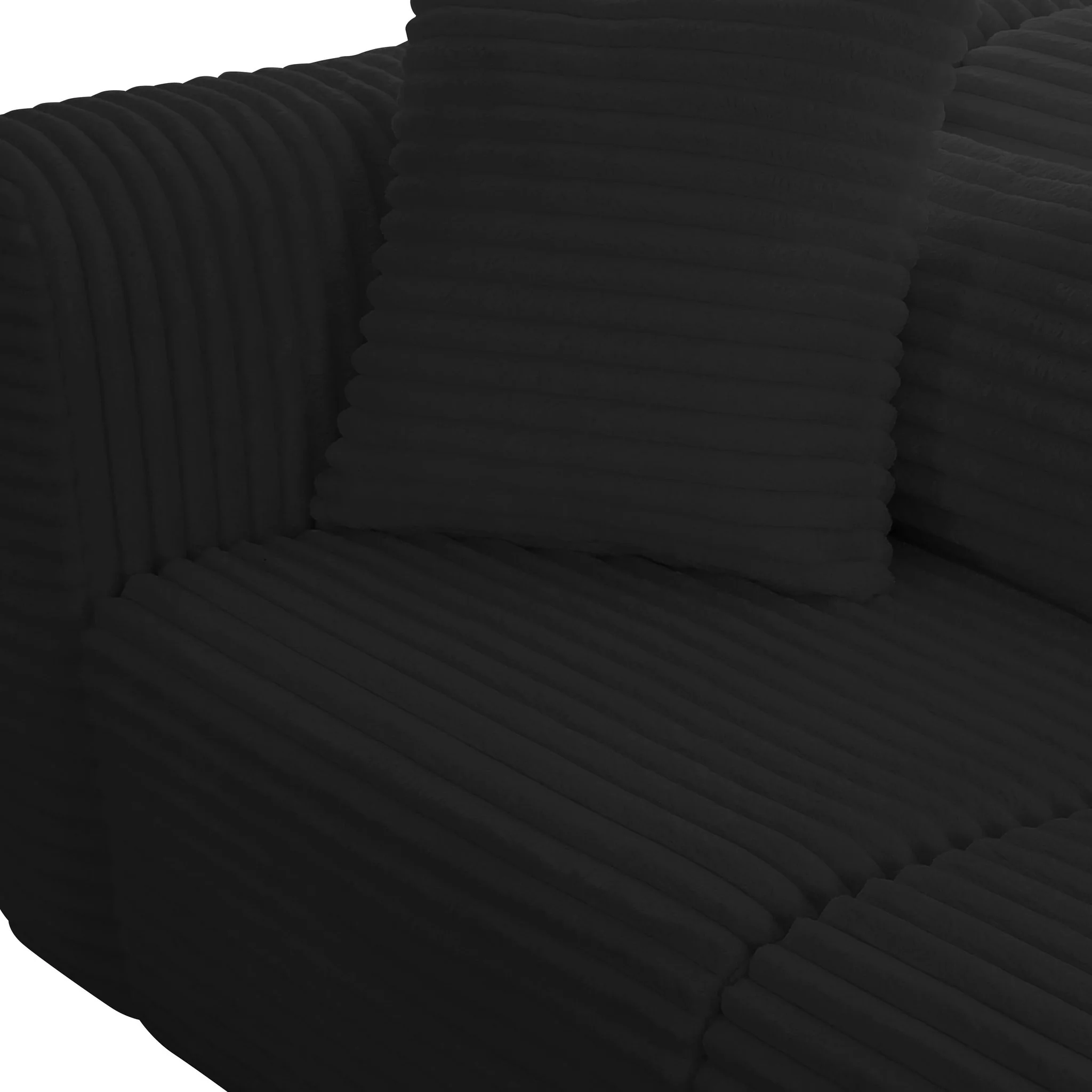 Tarra Fluffy Oversized Black Corduroy Modular RAF Sectional - Image 7