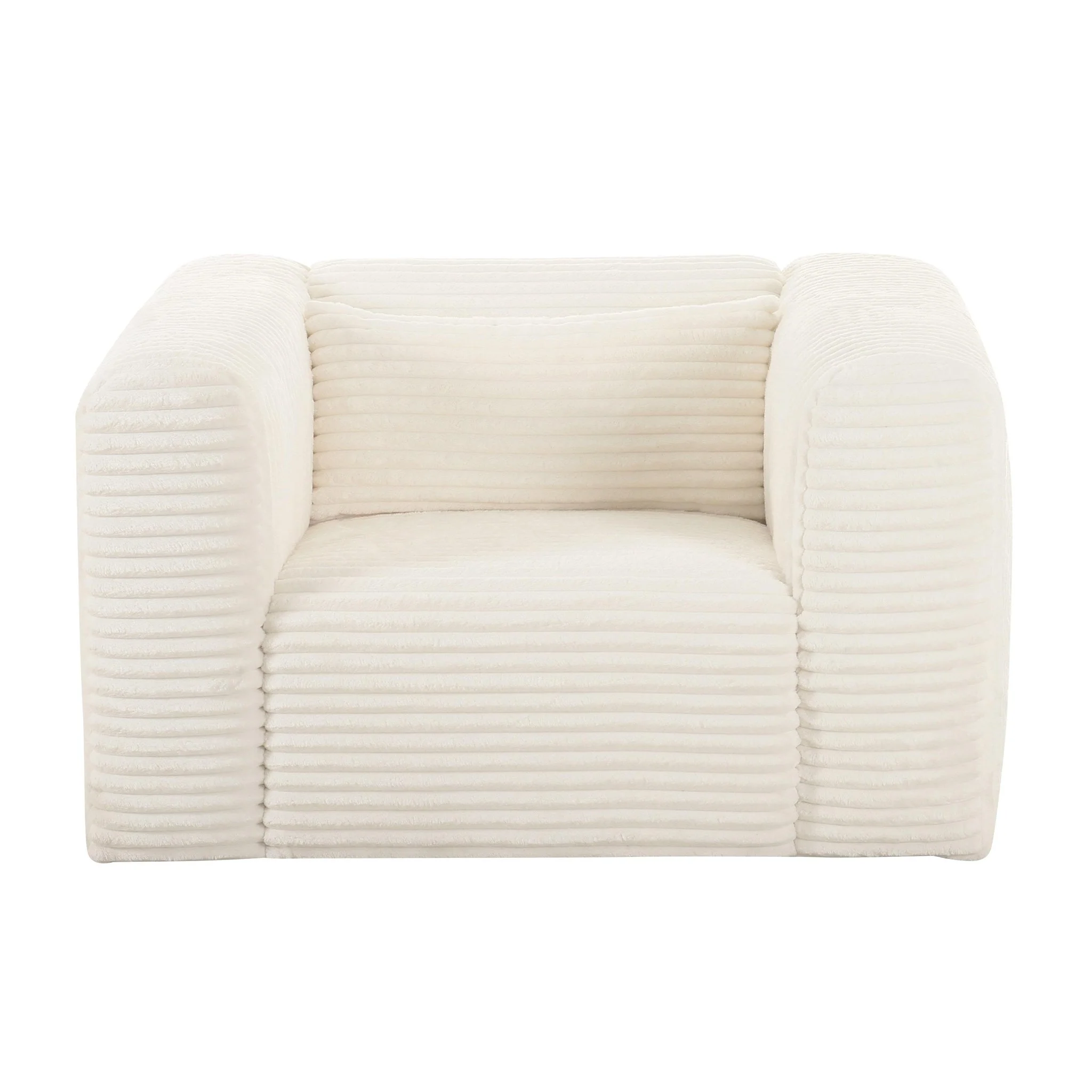 Tarra Fluffy Oversized Cream Corduroy Armchair - Image 3