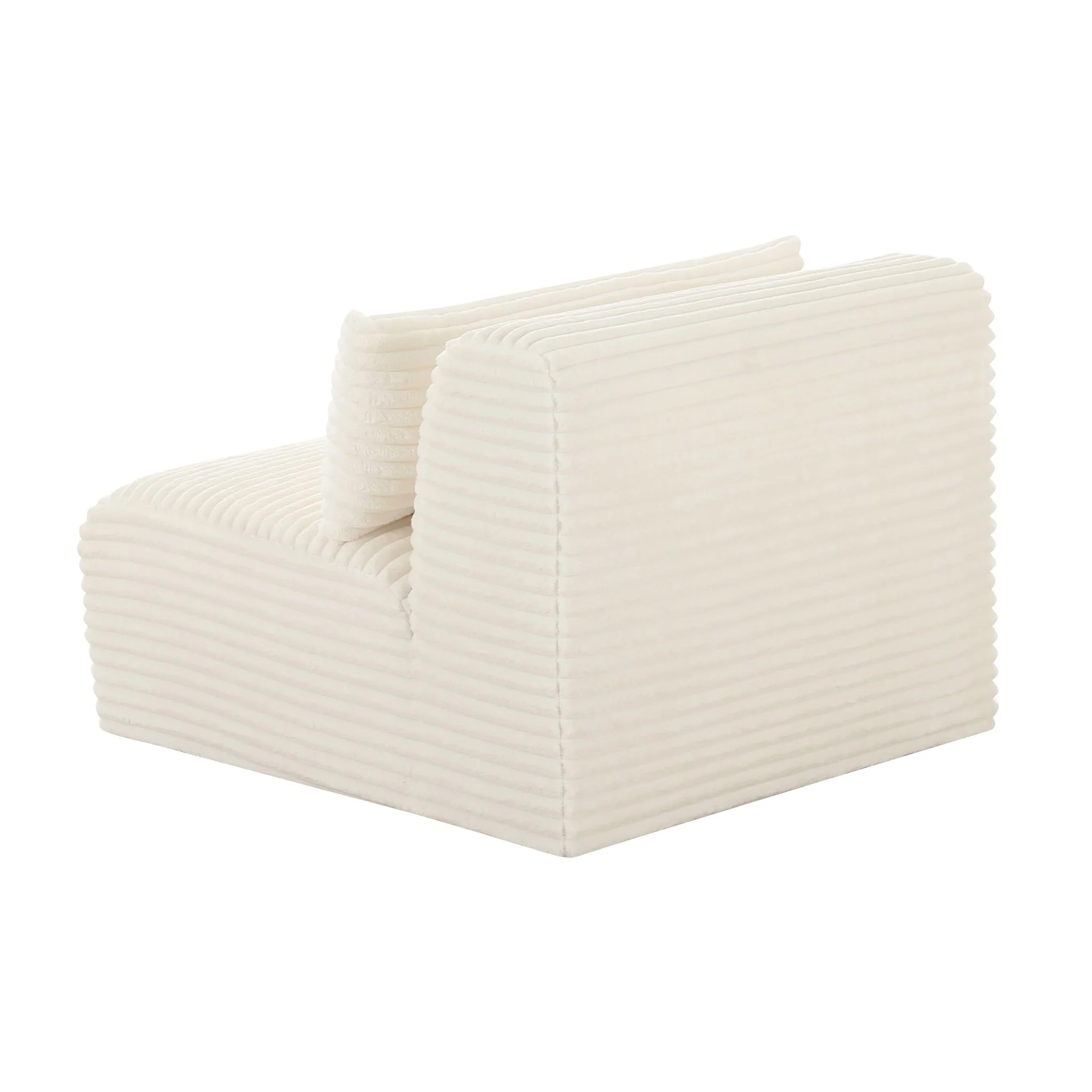 Tarra Fluffy Oversized Cream Corduroy Modular Armless Chair - Image 4