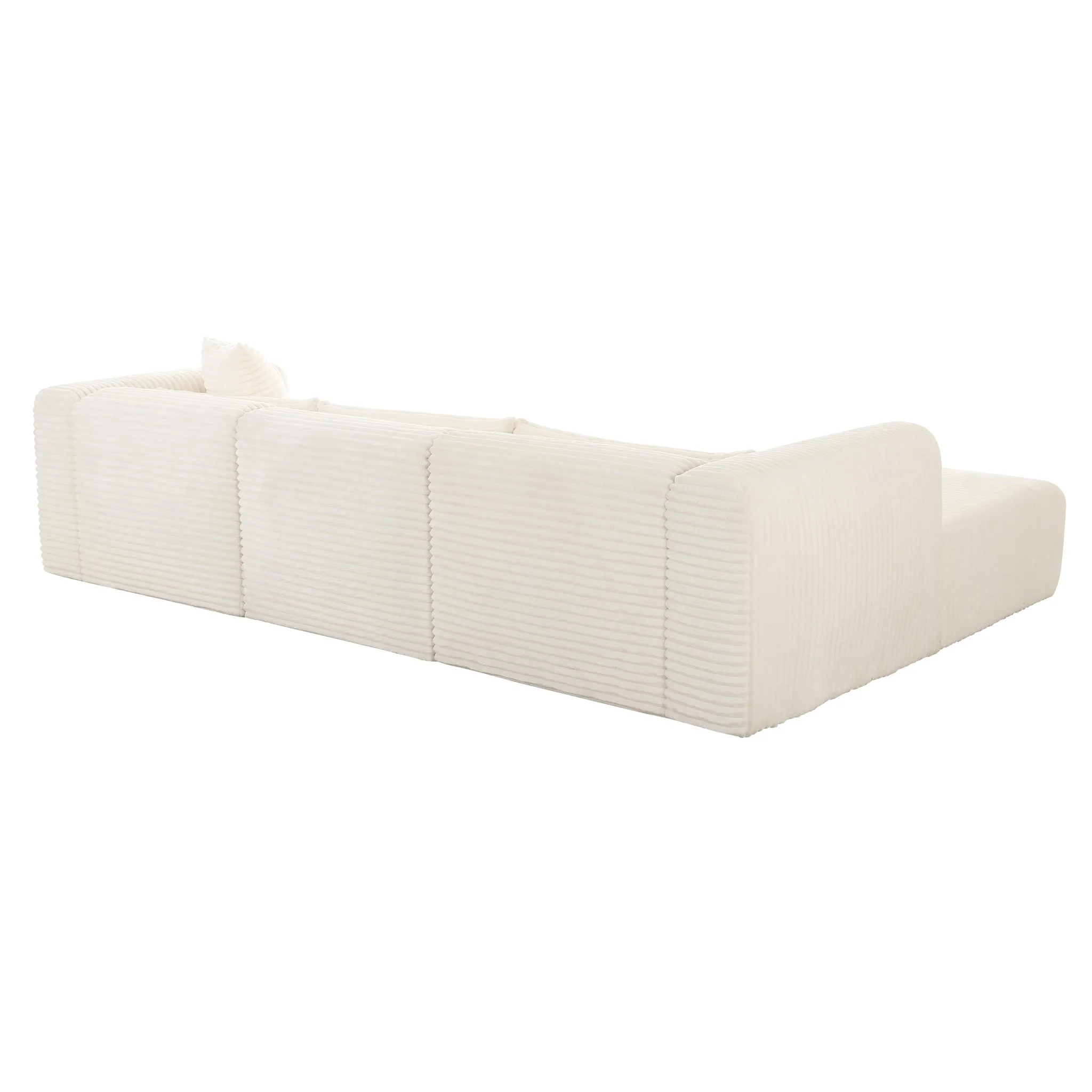 Tarra Fluffy Oversized Cream Corduroy Modular LAF Sectional - Image 4