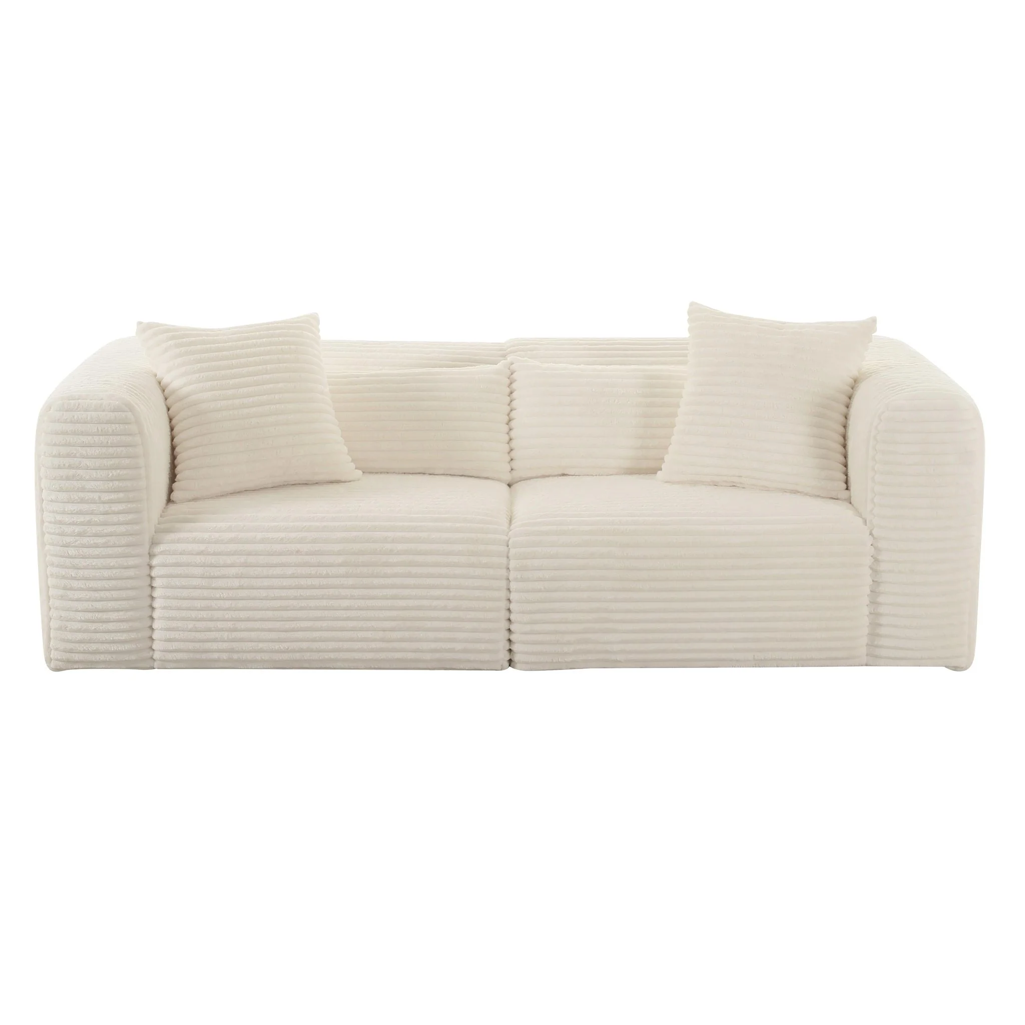 Tarra Fluffy Oversized Cream Corduroy Modular Loveseat - Image 2