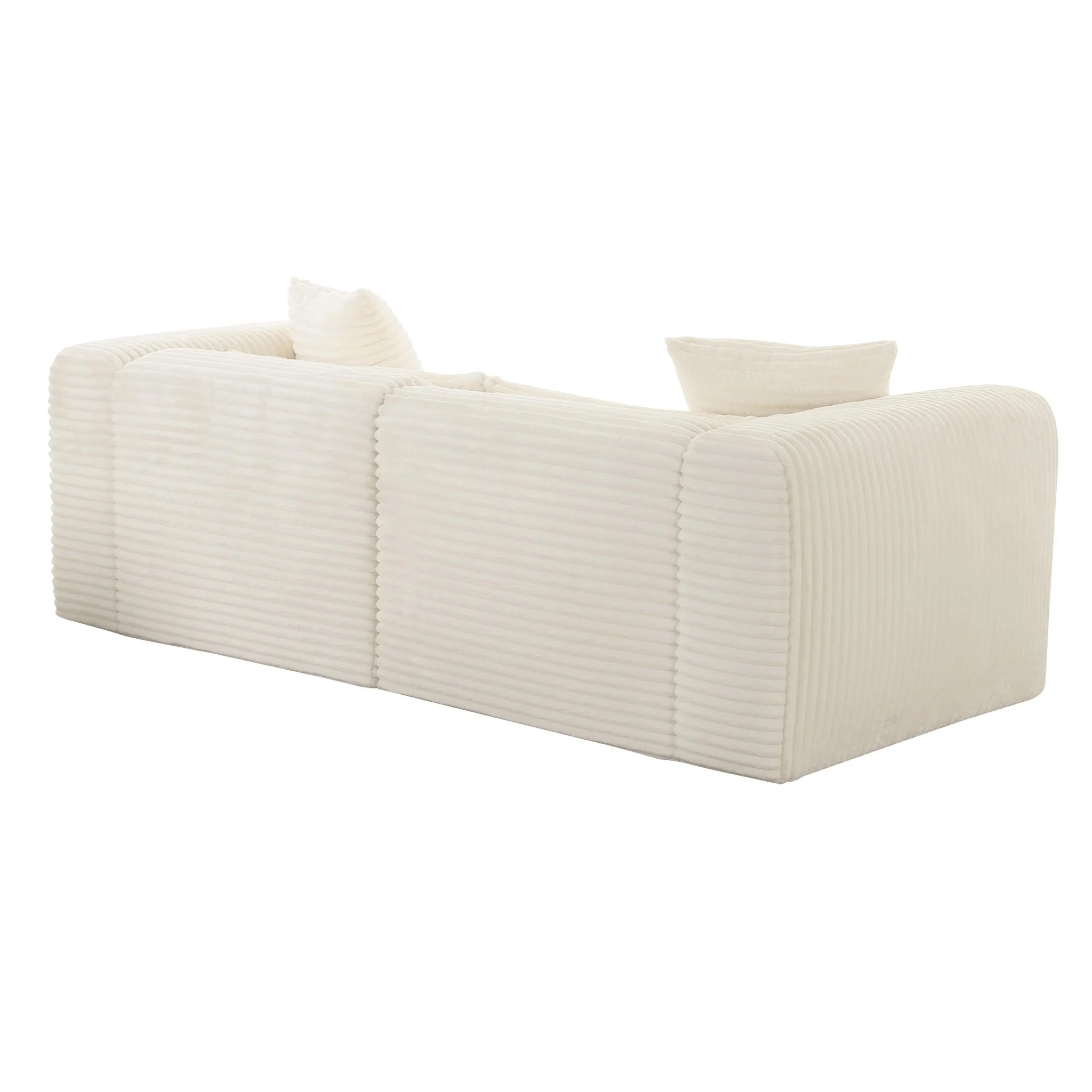 Tarra Fluffy Oversized Cream Corduroy Modular Loveseat - Image 3