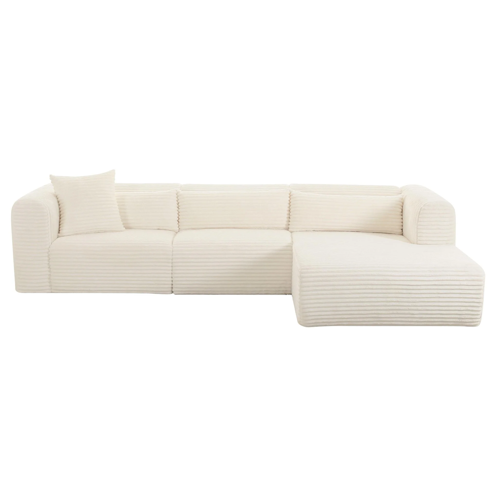Tarra Fluffy Oversized Cream Corduroy Modular RAF Sectional - Image 3