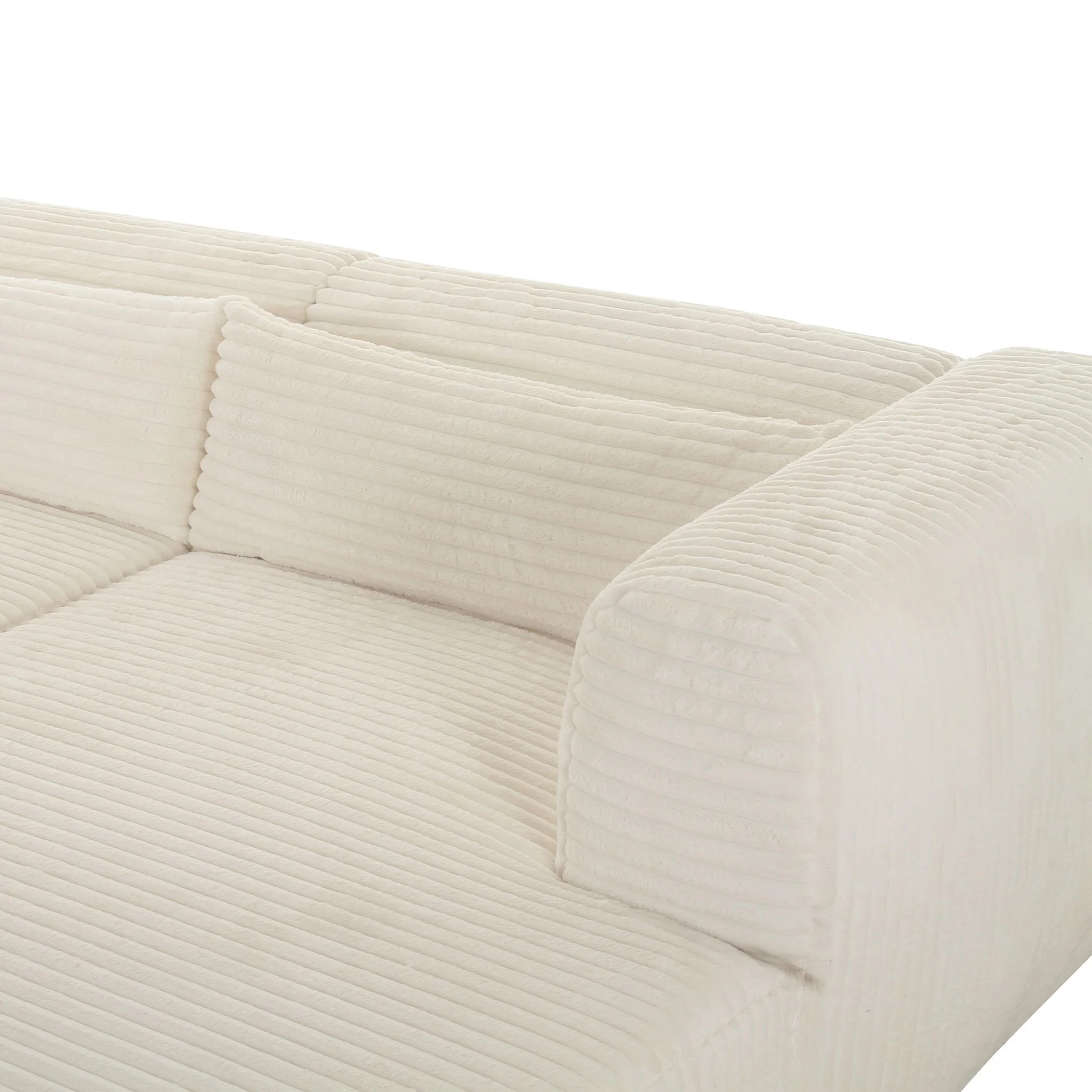 Tarra Fluffy Oversized Cream Corduroy Modular RAF Sectional - Image 5