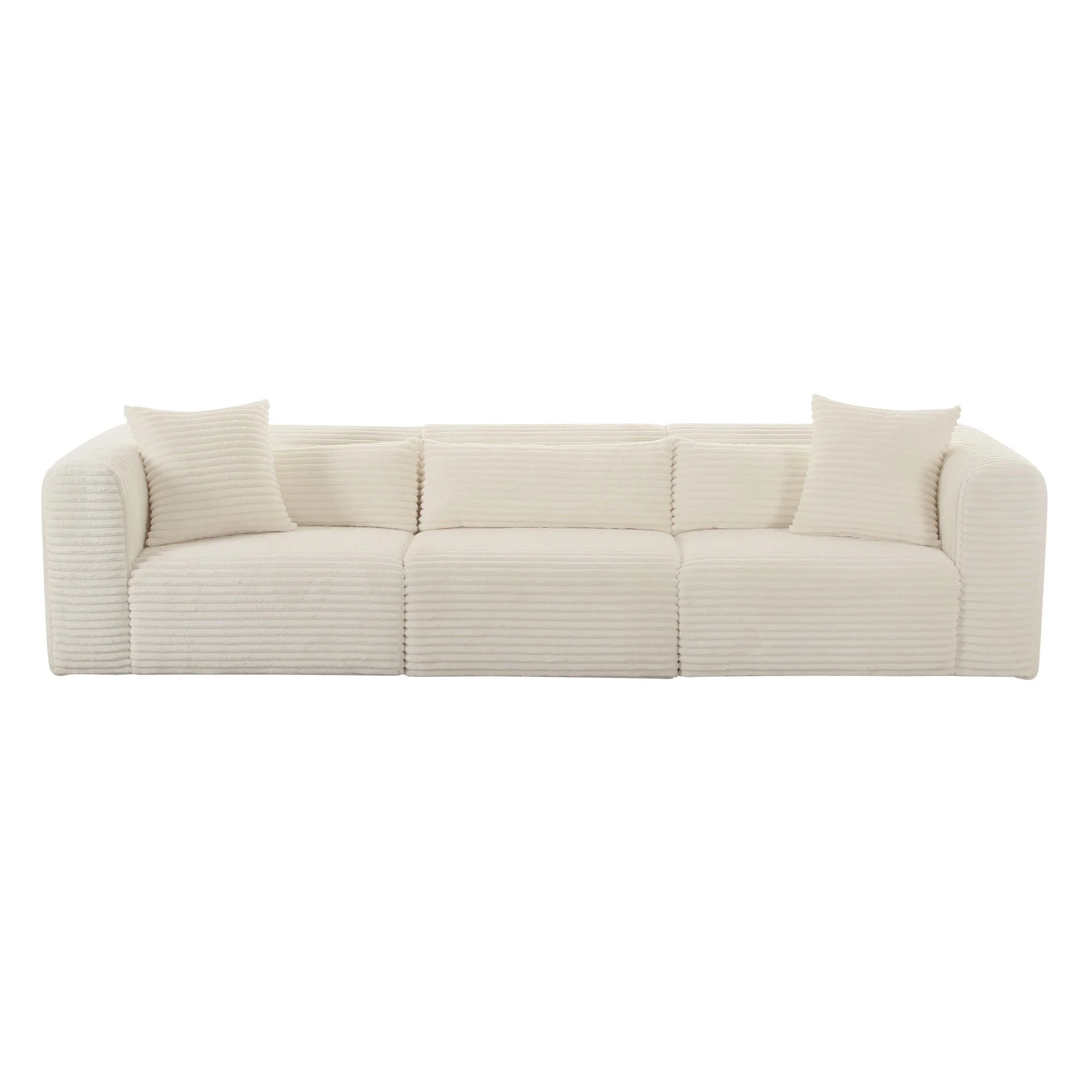 Tarra Fluffy Oversized Cream Corduroy Modular Sofa - Image 2