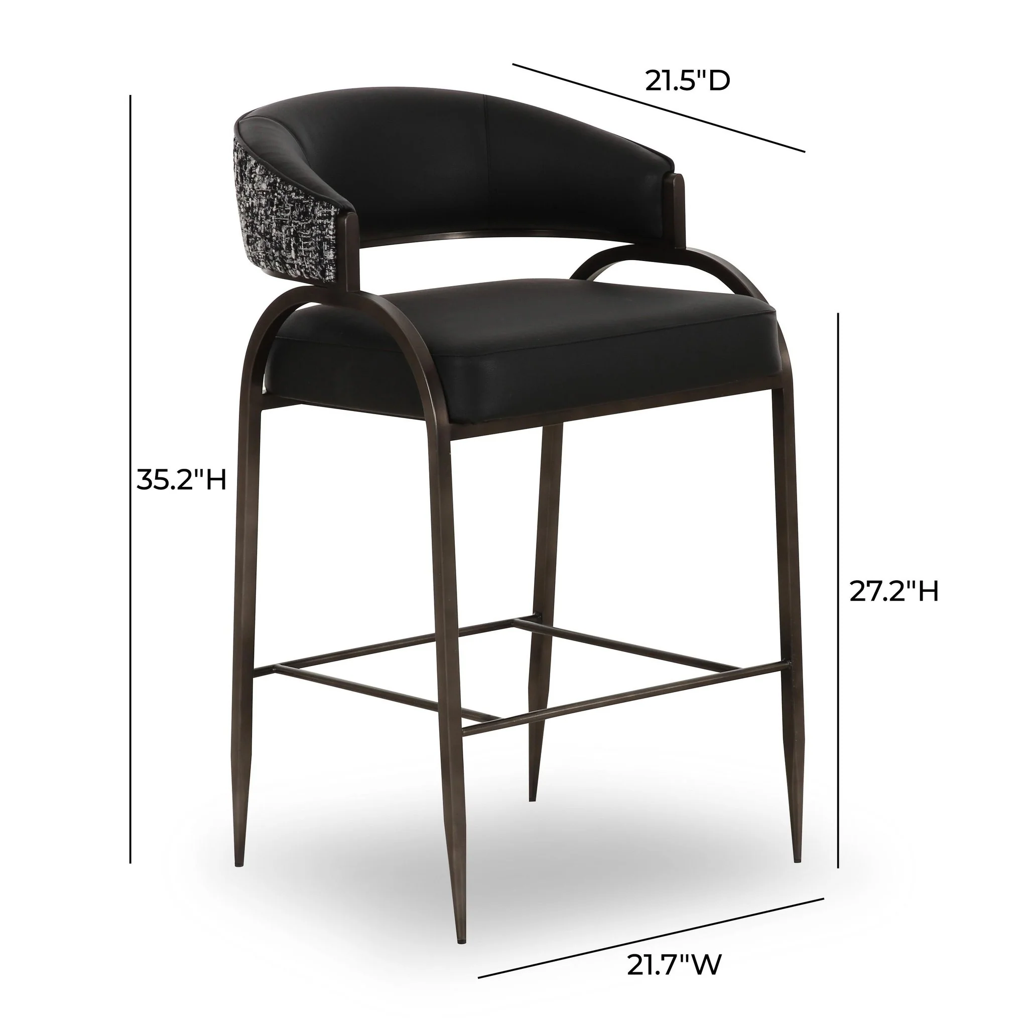 Tatum Black Vegan Leather 2-Tone Counter Stool - Image 6