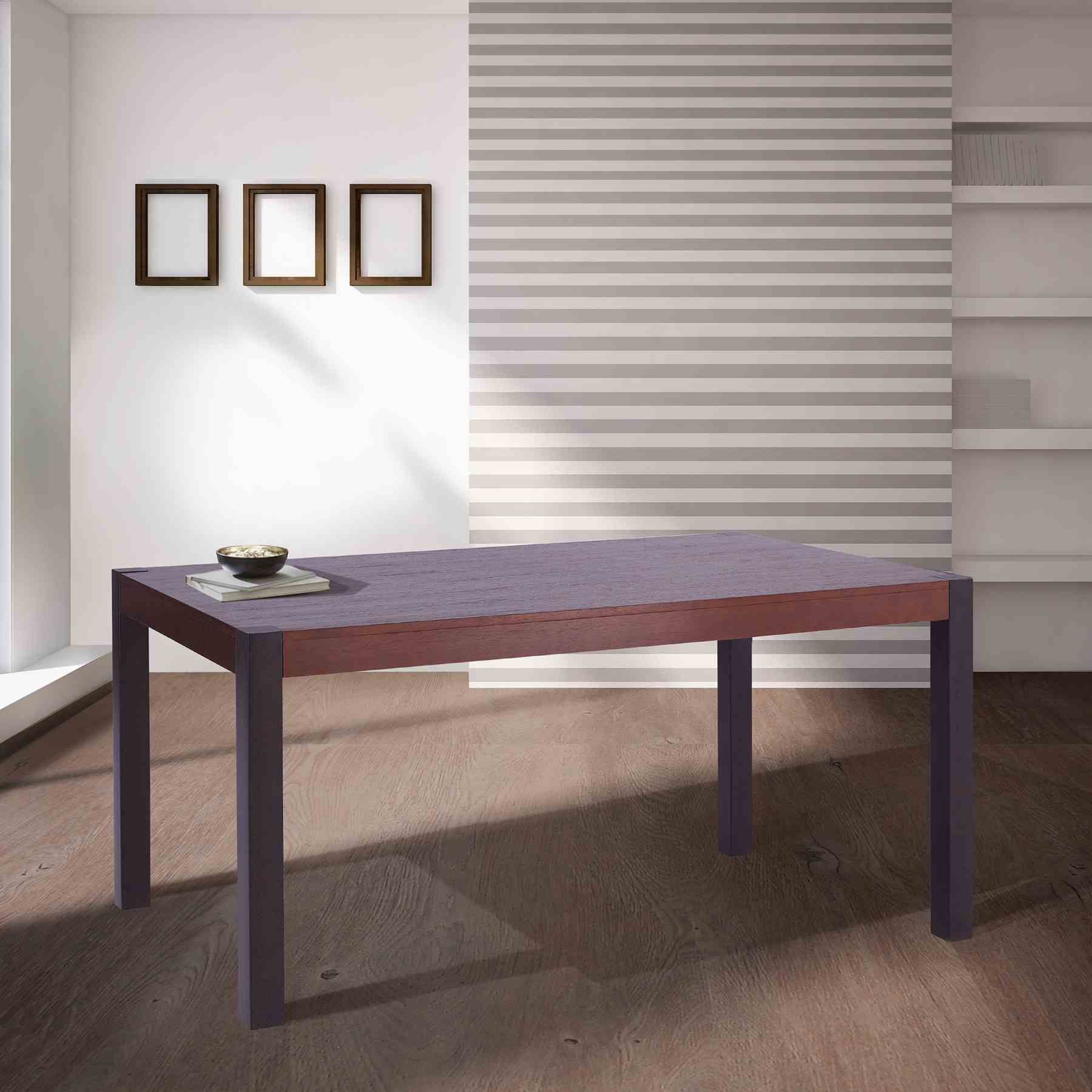 Tatum Contemporary Dining Table in Auburn Bay Finish and Sedona Wood Top - Image 5