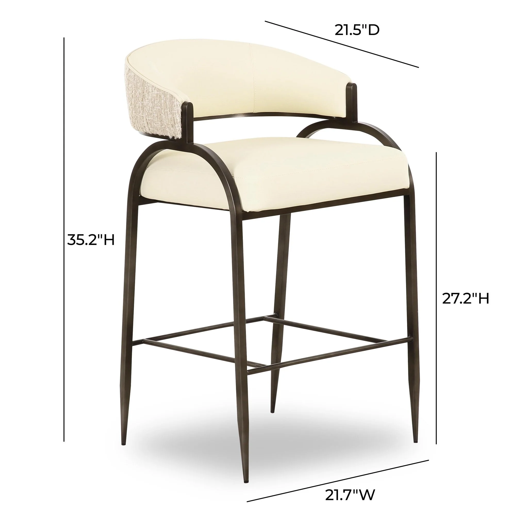 Tatum Cream Vegan Leather 2-Tone Counter Stool - Image 6