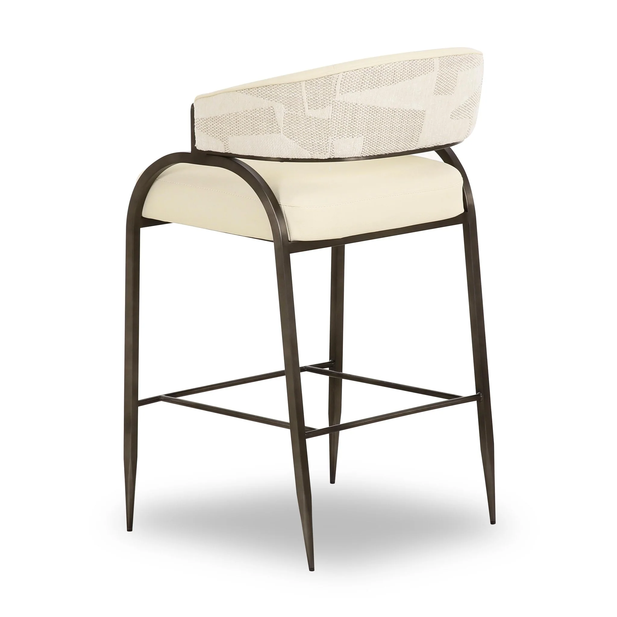 Tatum Cream Vegan Leather and 2-Tone Jacquard Counter Stool - Image 4