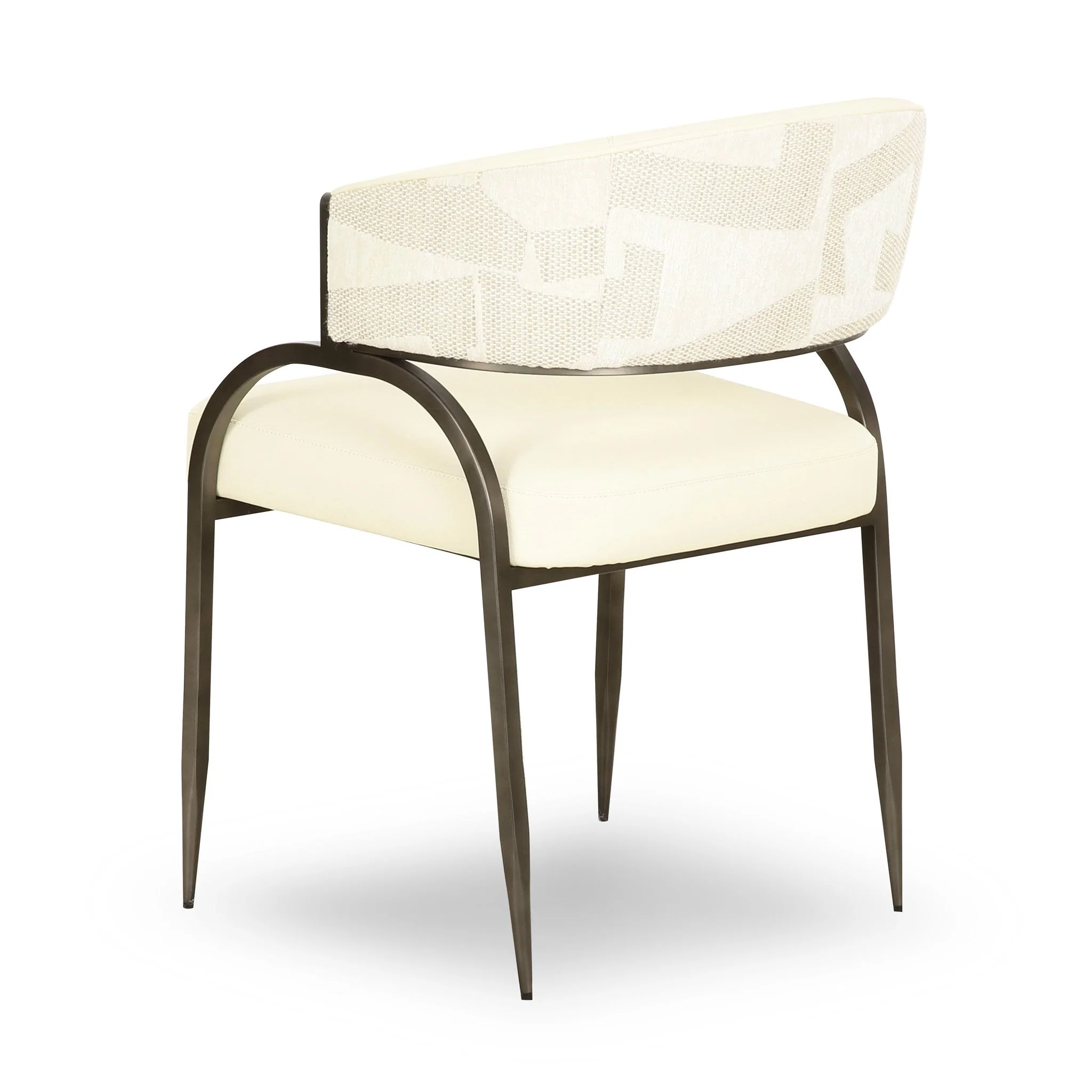 Tatum Cream Vegan Leather and 2-Tone Jacquard Dining Chair - Image 4