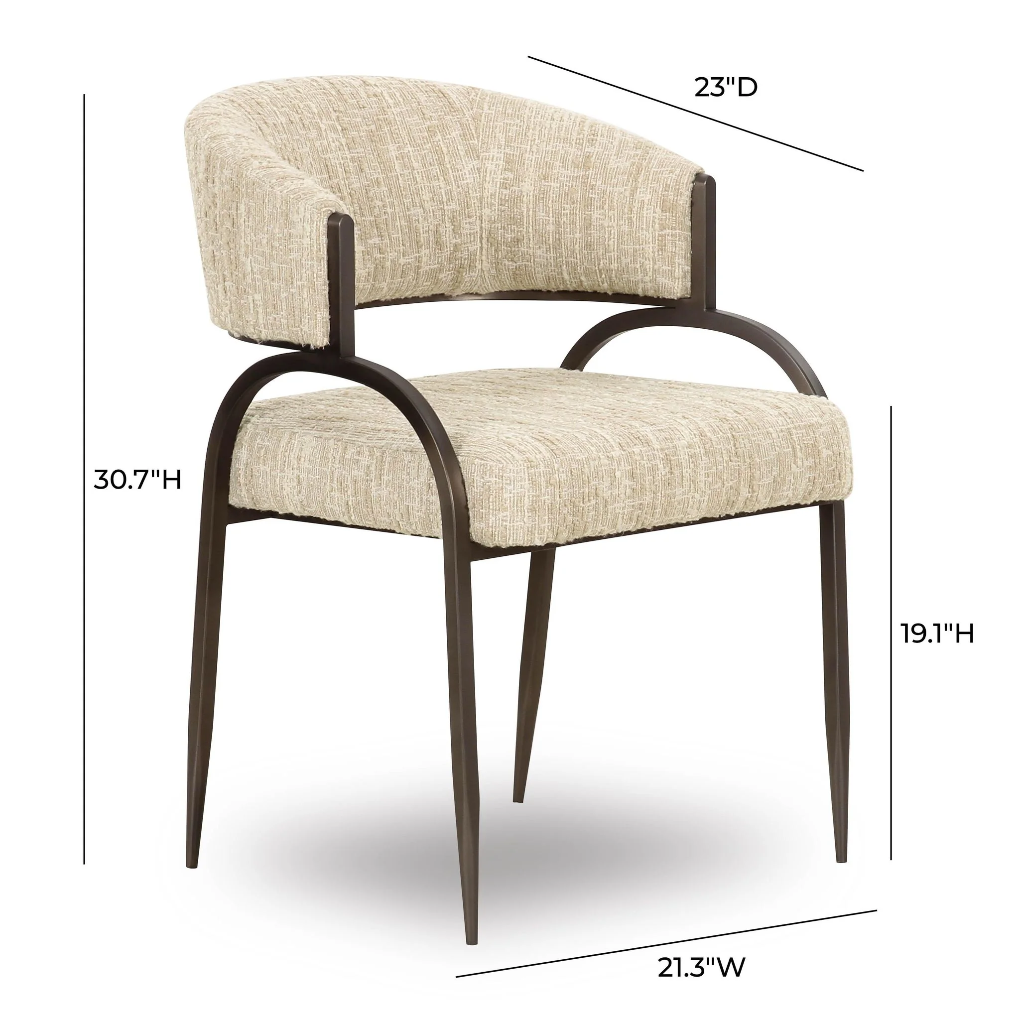 Tatum Taupe Textured Performance Boucle Dining Chair - Image 6