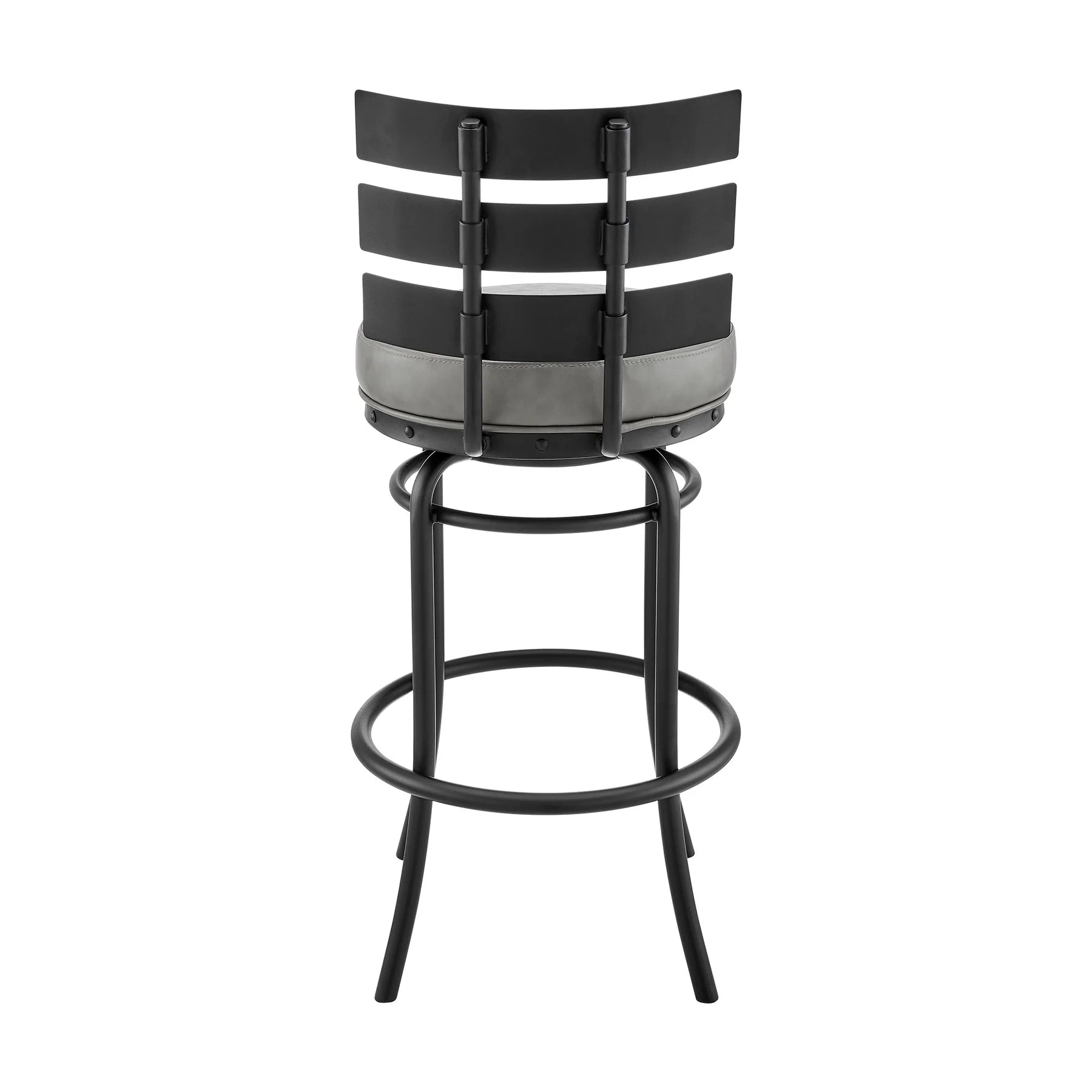 Tatyana Swivel Counter or Bar Stool in Black Finish with Gray Faux Leather - Image 5
