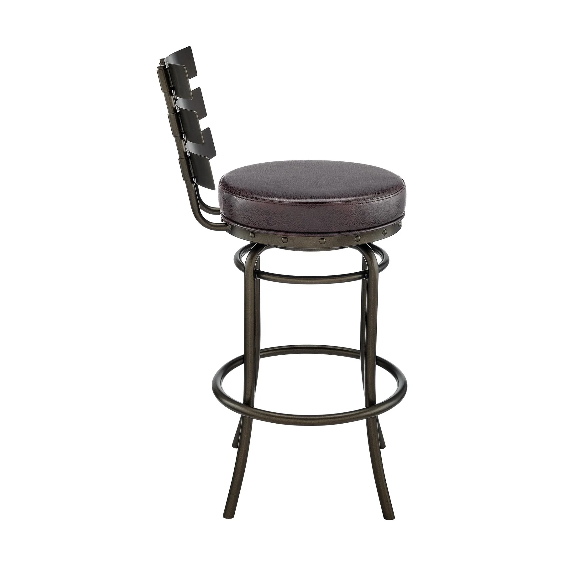 Tatyana Swivel Counter or Bar Stool in Mocha Finish with Brown Faux Leather - Image 3
